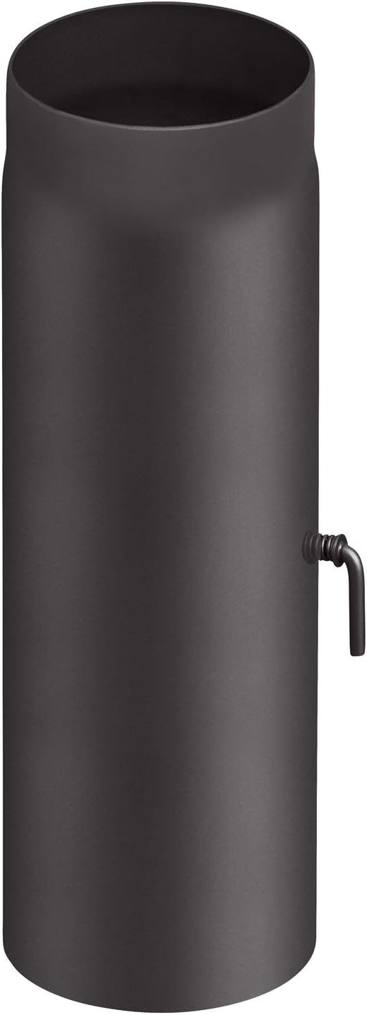 Rauchrohr 500mm mit Drosselklappe, Ofenrohr Kaminrohr, Rauchrohr 500mm mit Drosselklappe Schwarz Metallic