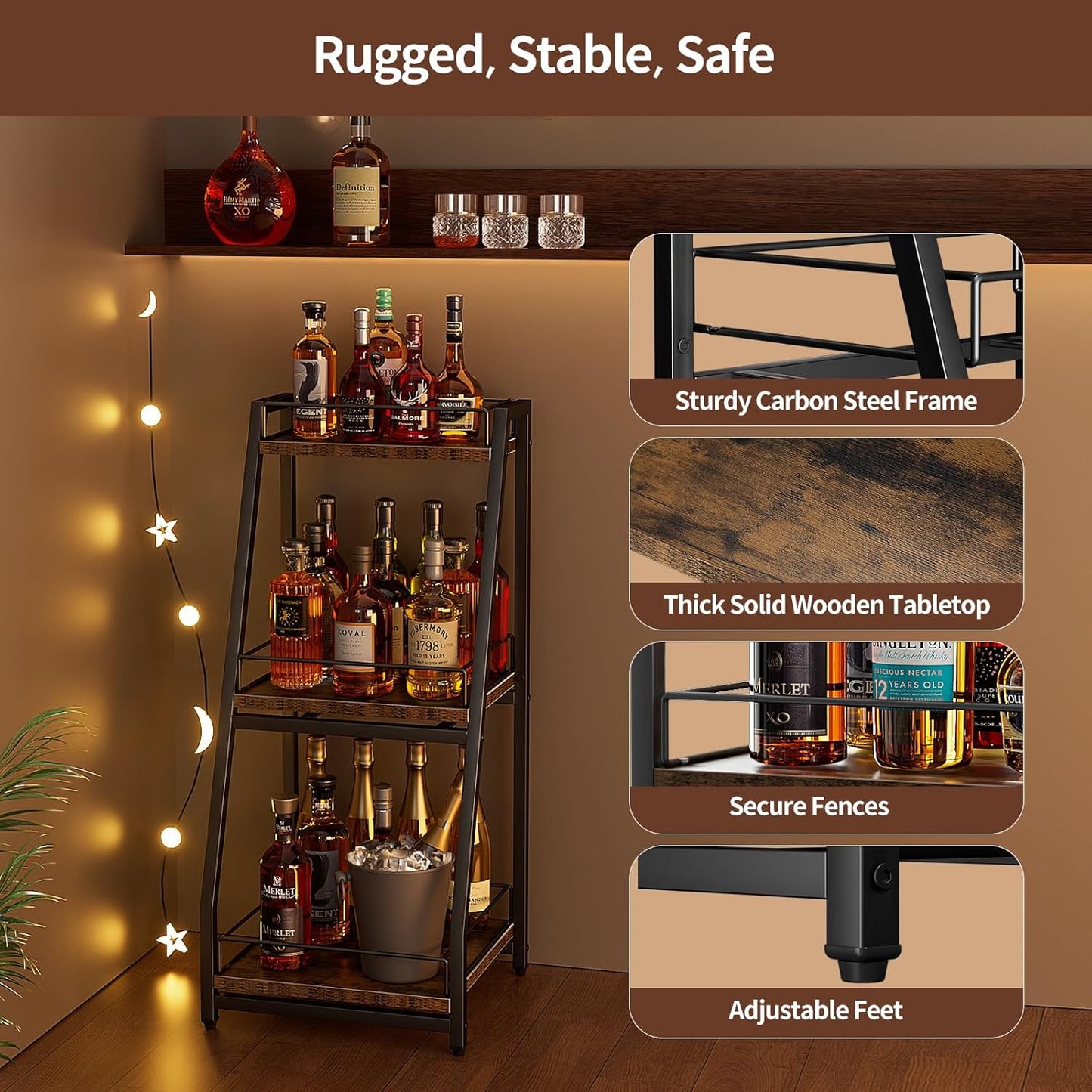 3-Etagen Mini Bar Weinregal