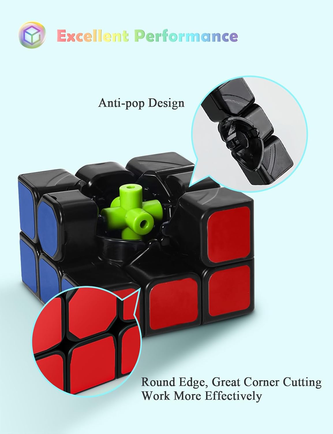 4-teiliges Zauberwürfel Speed Cube-Set, Sticker Cube