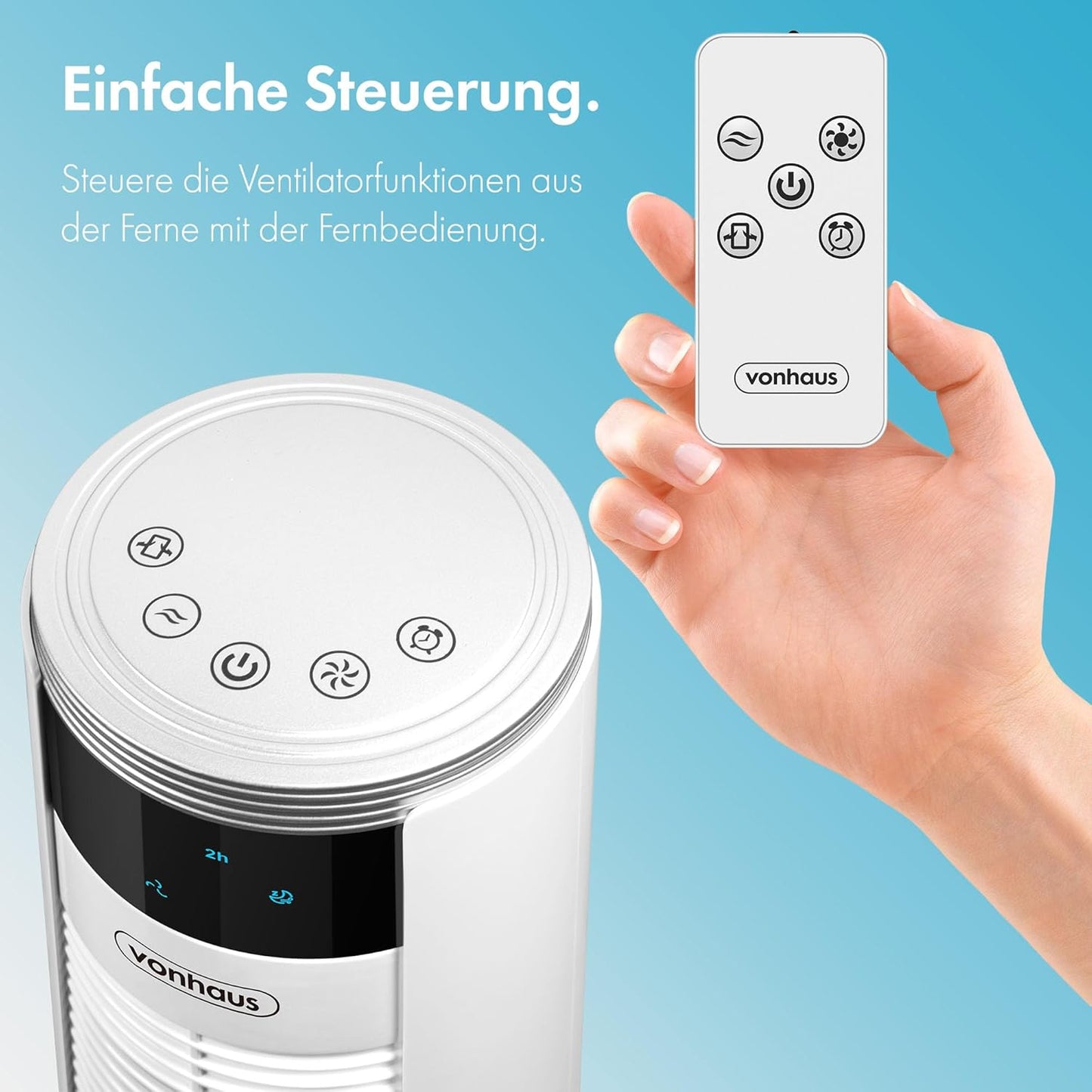 Turmventilator mit Fernbedienung, Weiss