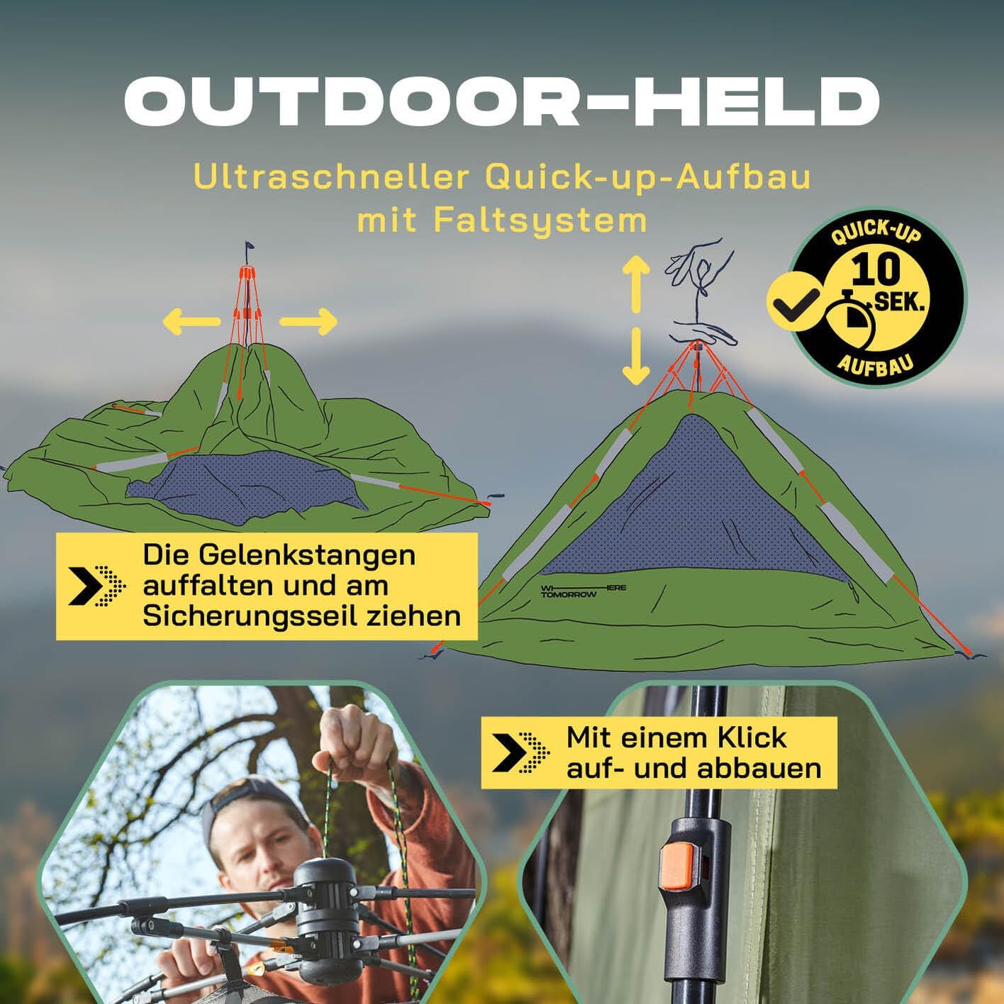 Pop-Up Dusch- und Toilettenzelt, Grün 1 Person