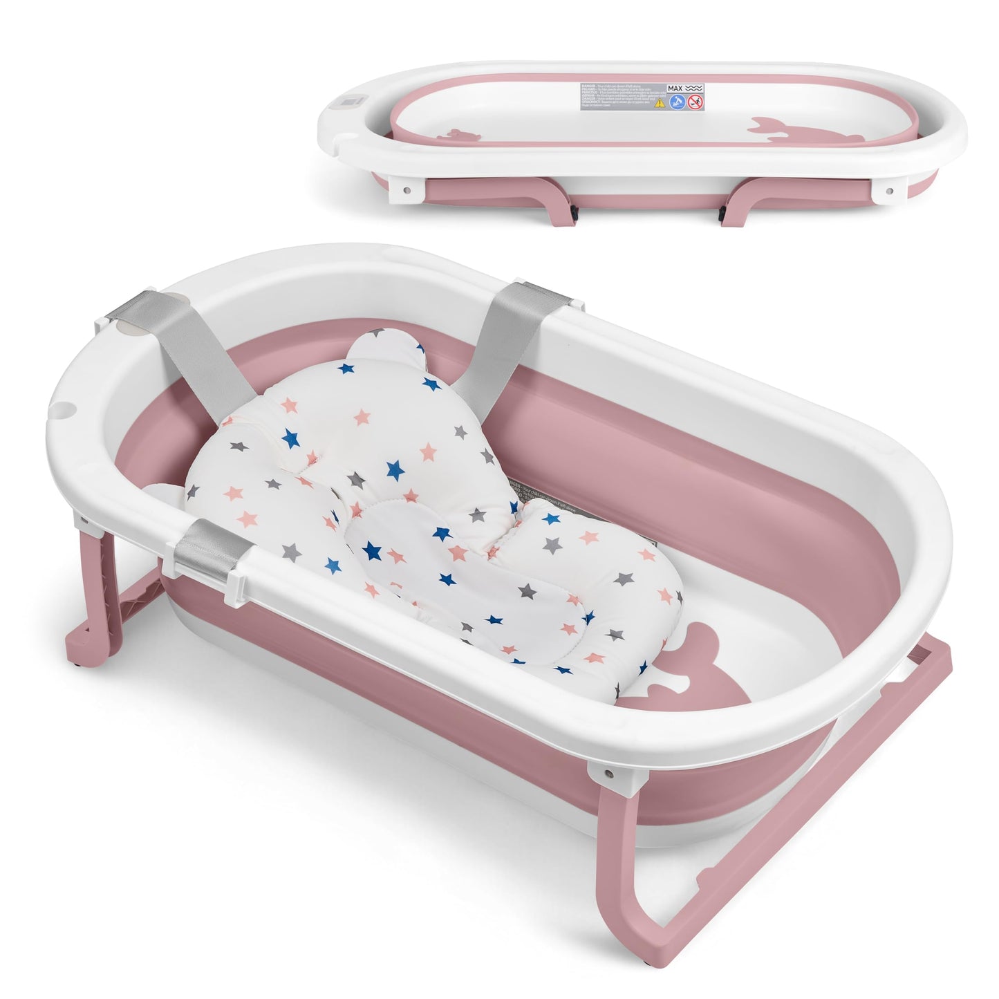 Faltbare Babybadewanne Willy mit Temperaturanzeige, Rosa