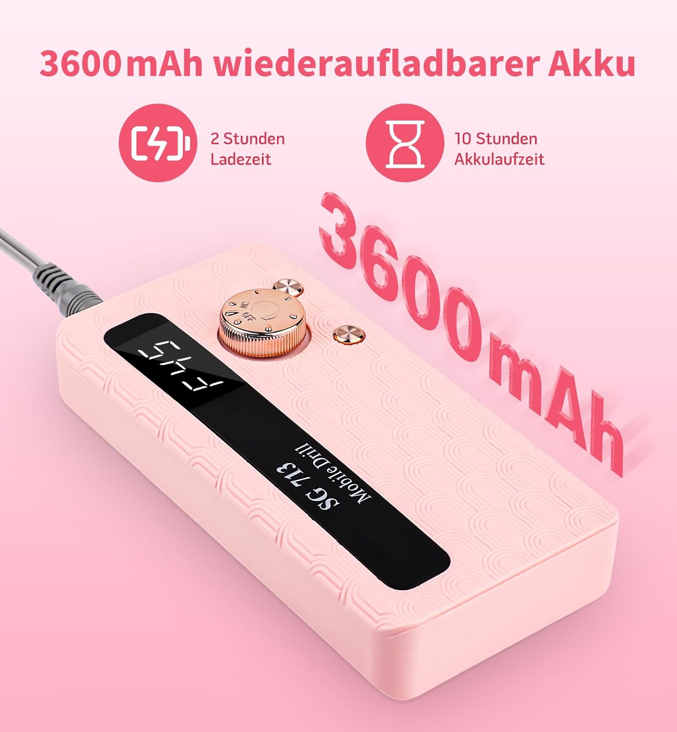 Elektrische Nagelfräse mit LED Display, 45000U/Min