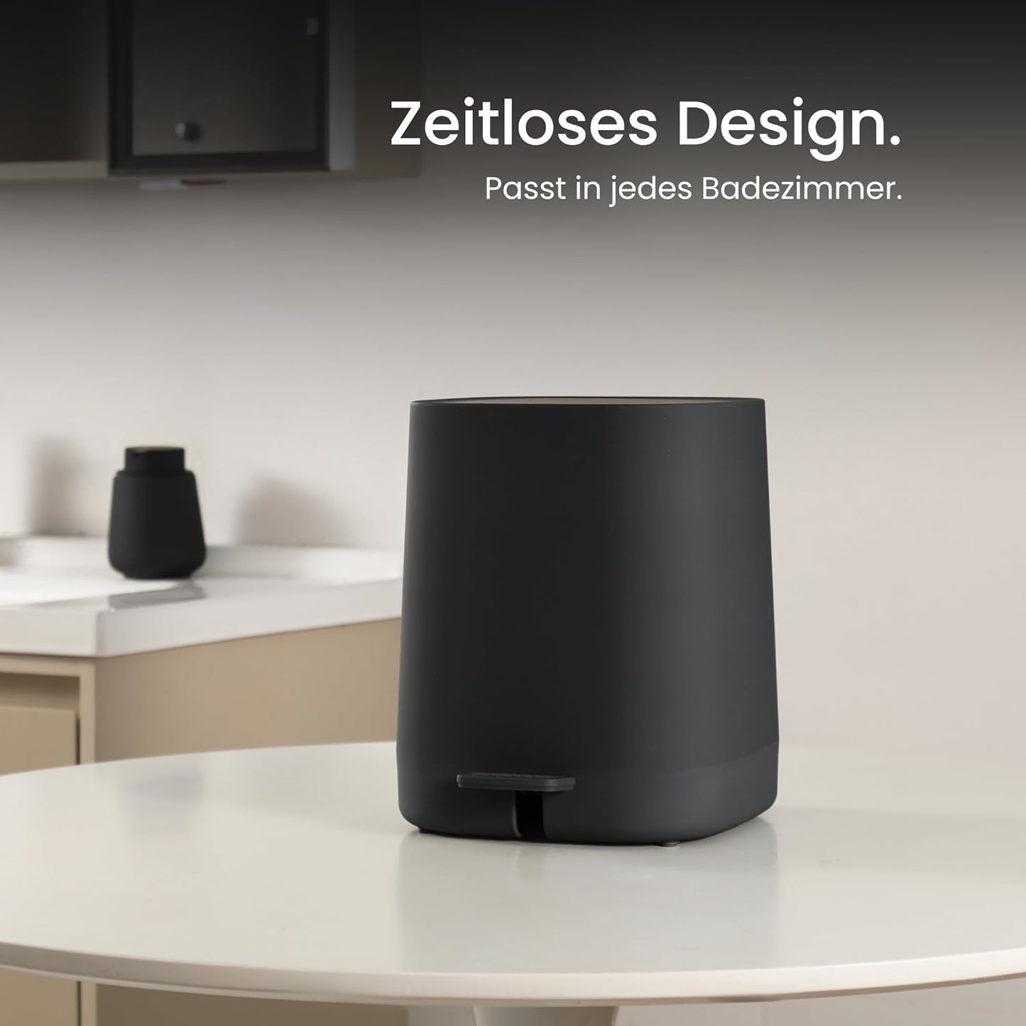 Kosmetikeimer mit Softclose-Deckel, Schwarz