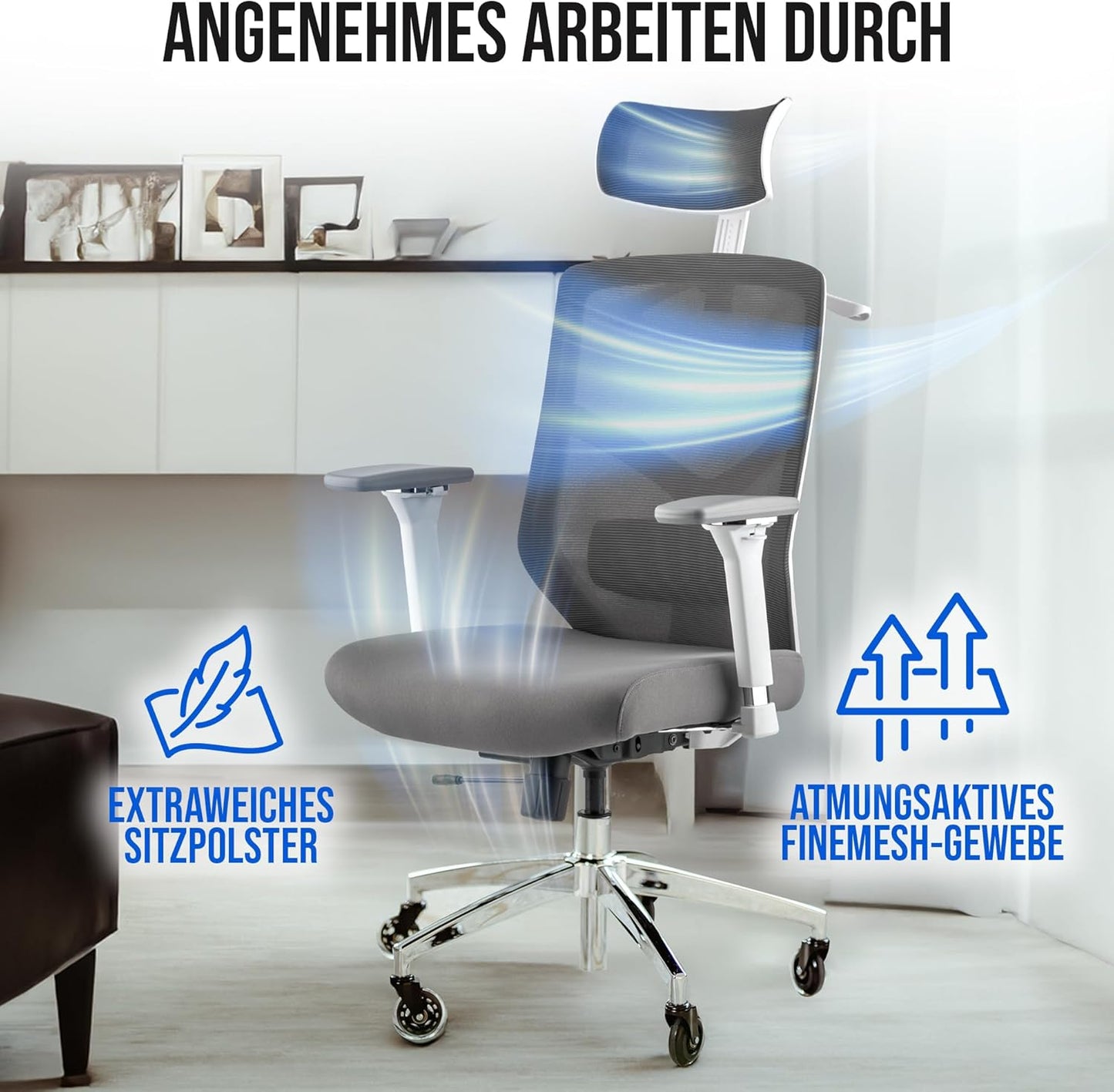 Ergonomischer Bürostuhl, Weiss