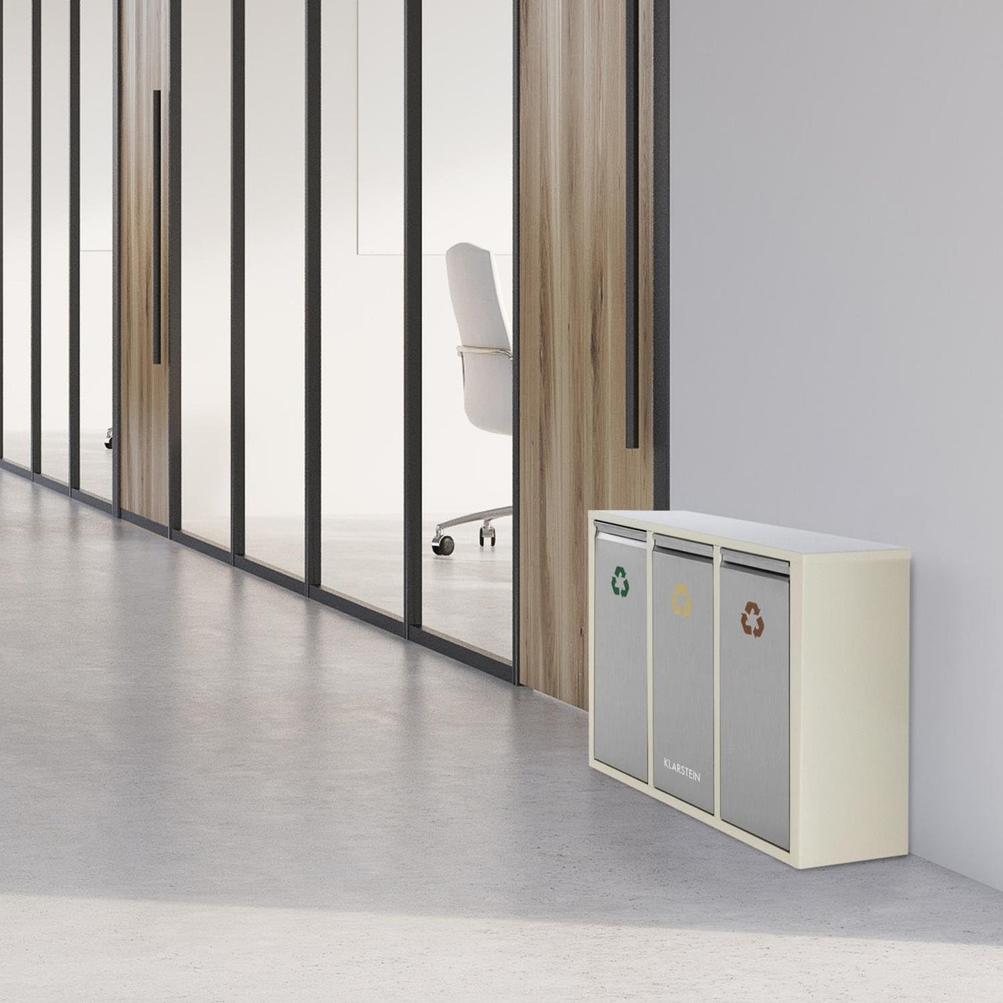 Mülltrennsystem - Ordnungshüter 3, 45 Liter creme-silber