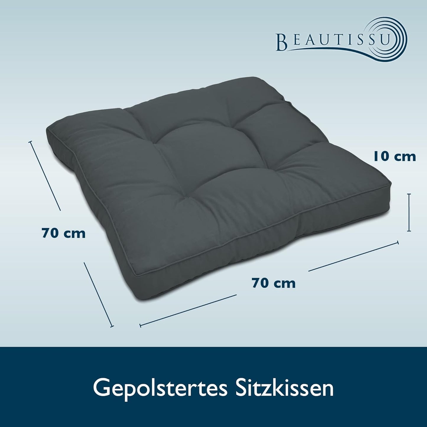 Lounge Sitzkissen, Anthrazit Sitzkissen - 70x70x10 cm