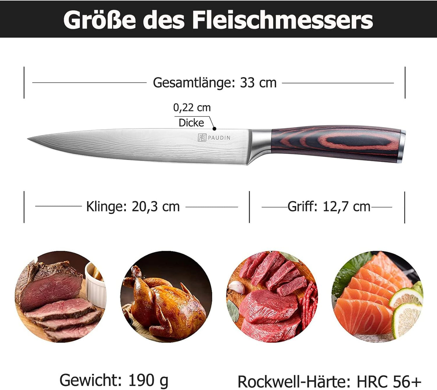 Fleischmesser, 20 Cm Fleischmesser mit Holzgriff