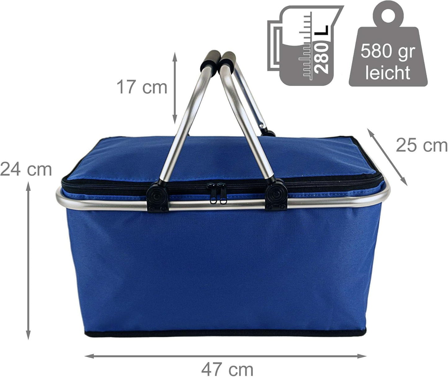 Faltbarer Einkaufskorb mit Kühlfunktion, Blau