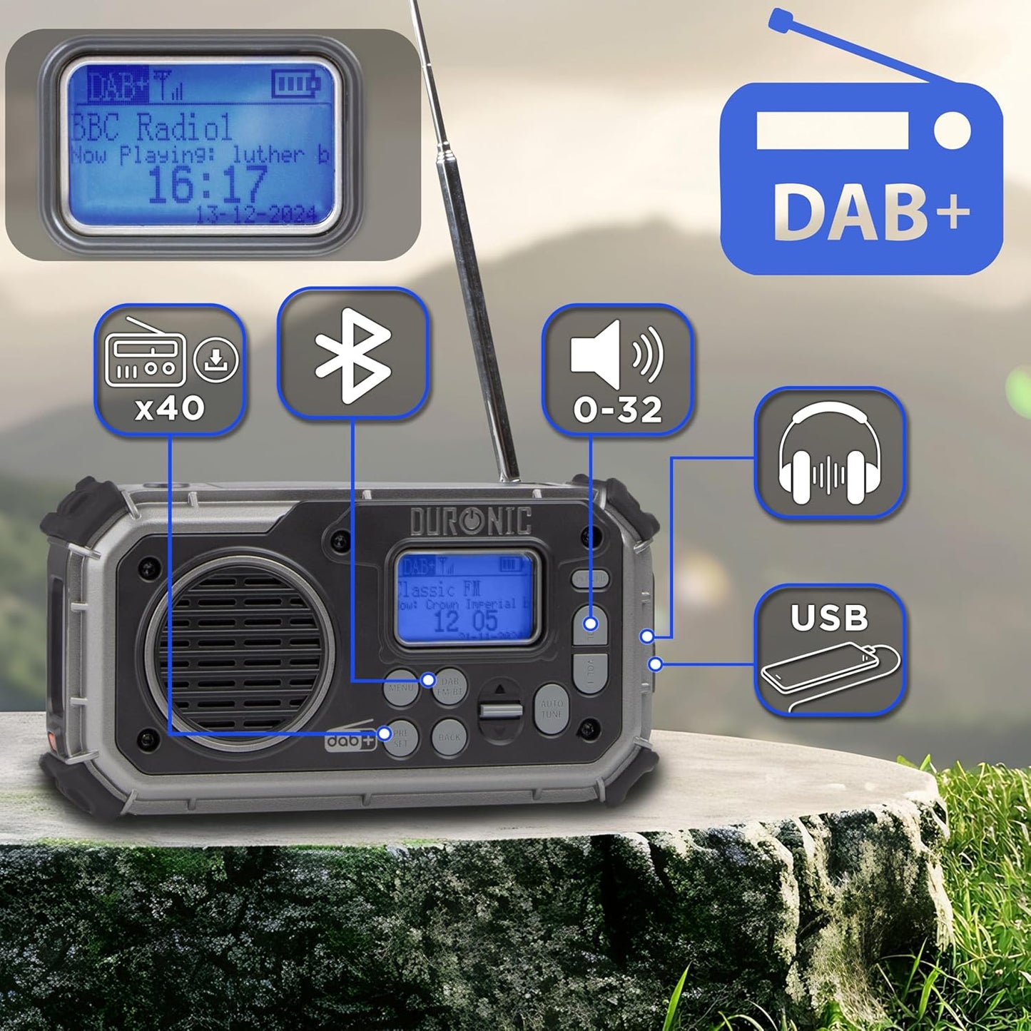 SDAB1  Solar-Notfallradio mit Kurbel und Powerbank, SDAB1