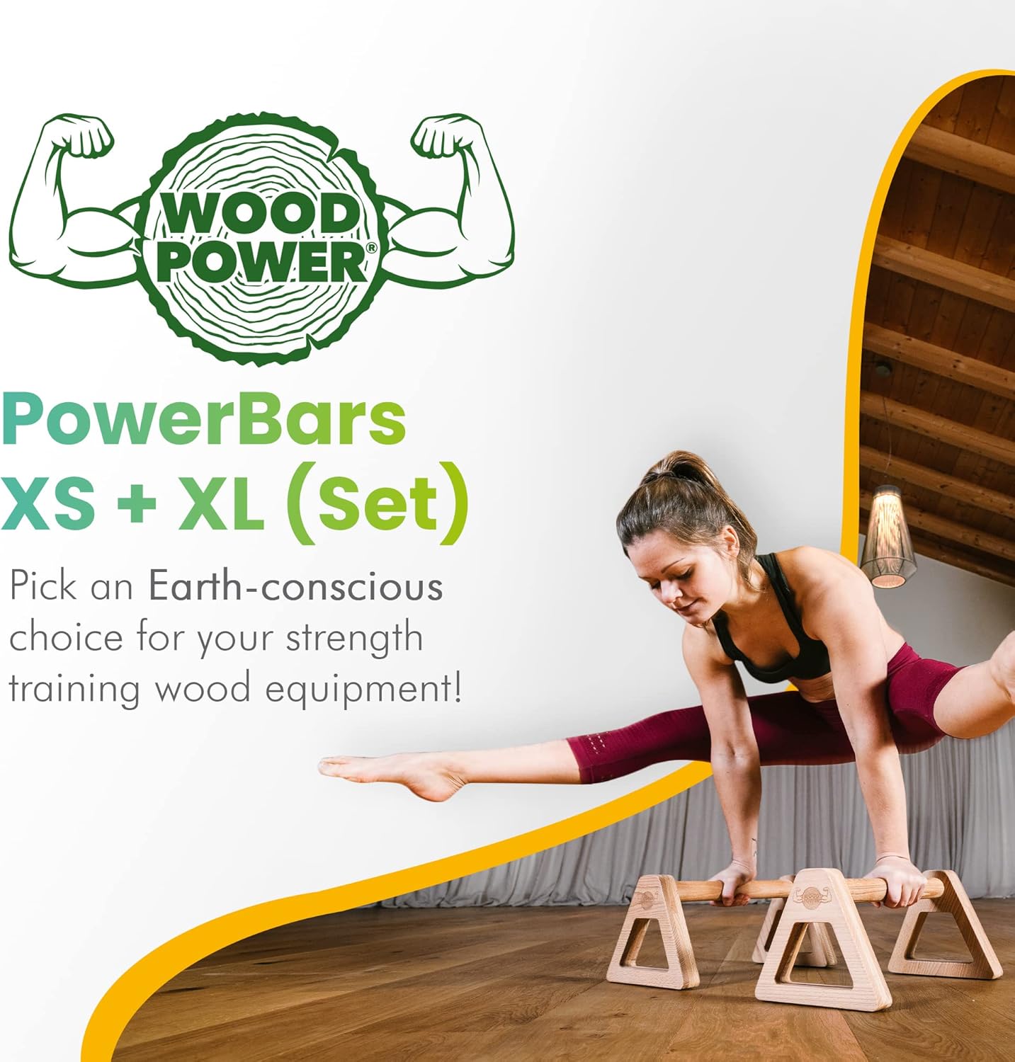 PowerBars Holz-Parallettes, XL + XS, Classic