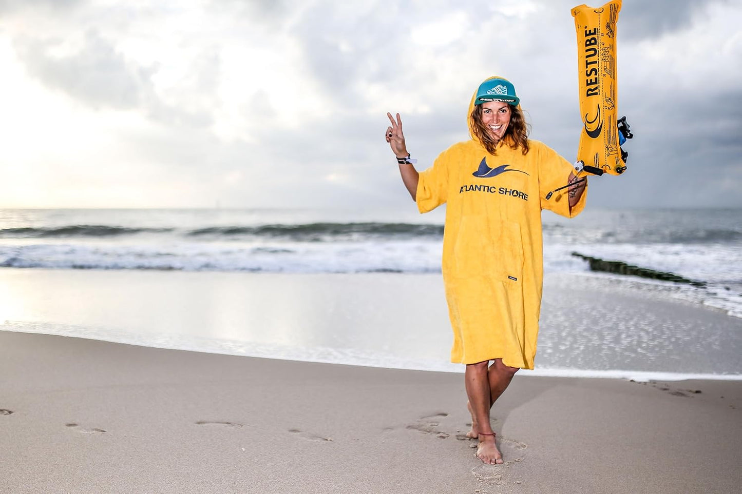 Surf-Poncho mit Kapuze, L-XL Gelb
