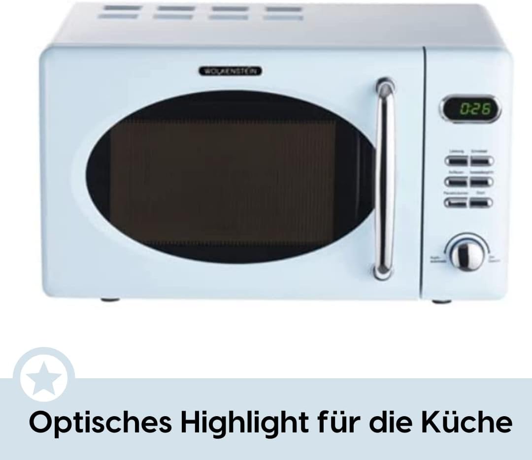 Retro Stand Mikrowelle mit 8 Garprogrammen, Blau
