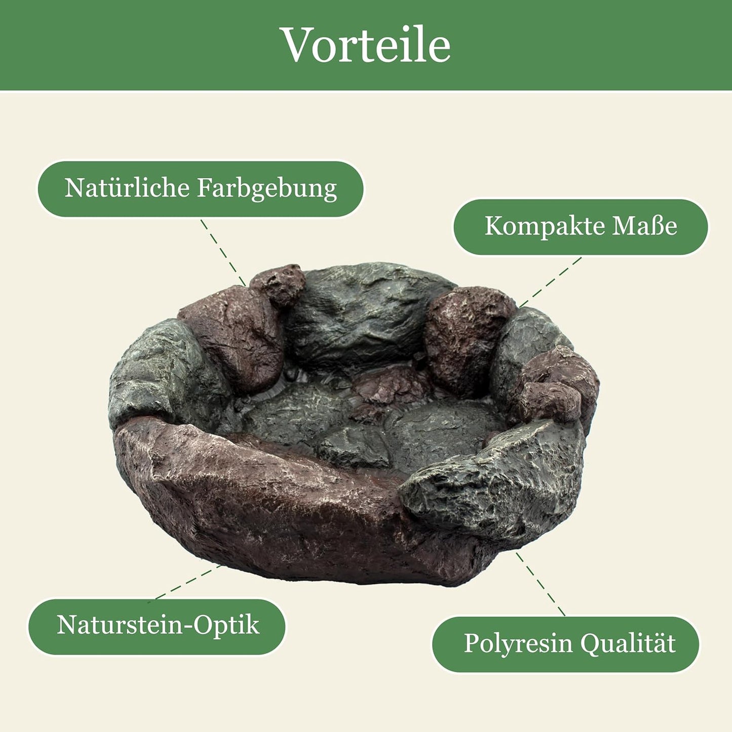 Vogelbad Wassertränke für Garten 35 cm