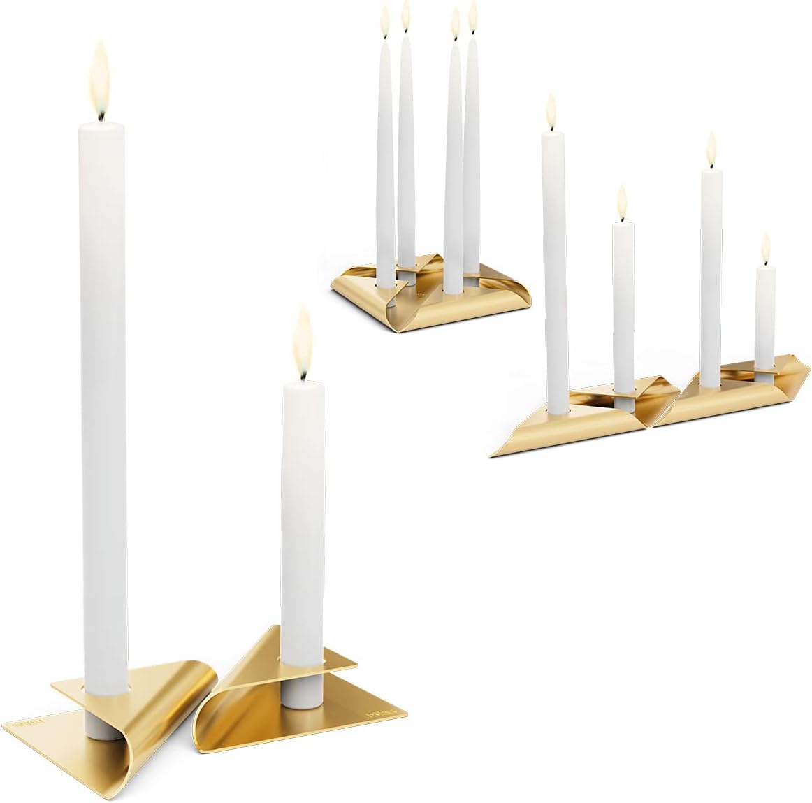 Kerzenhalter Set für Stabkerzen (4 Stück), 4 Gold