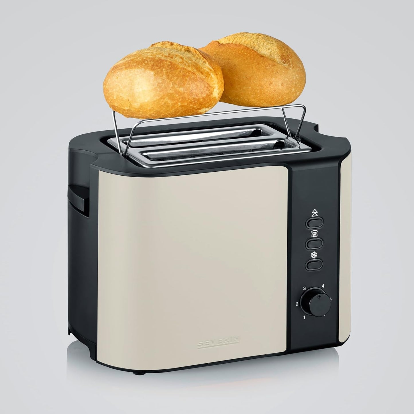 Toaster mit Brötchenaufsatz, Beige