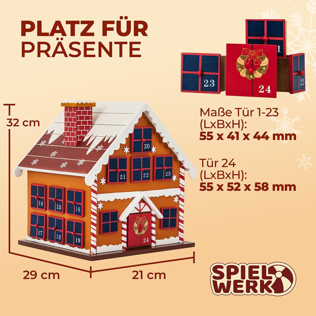 Adventskalender Winterhäuschen zum Befüllen, Winterhäuschen