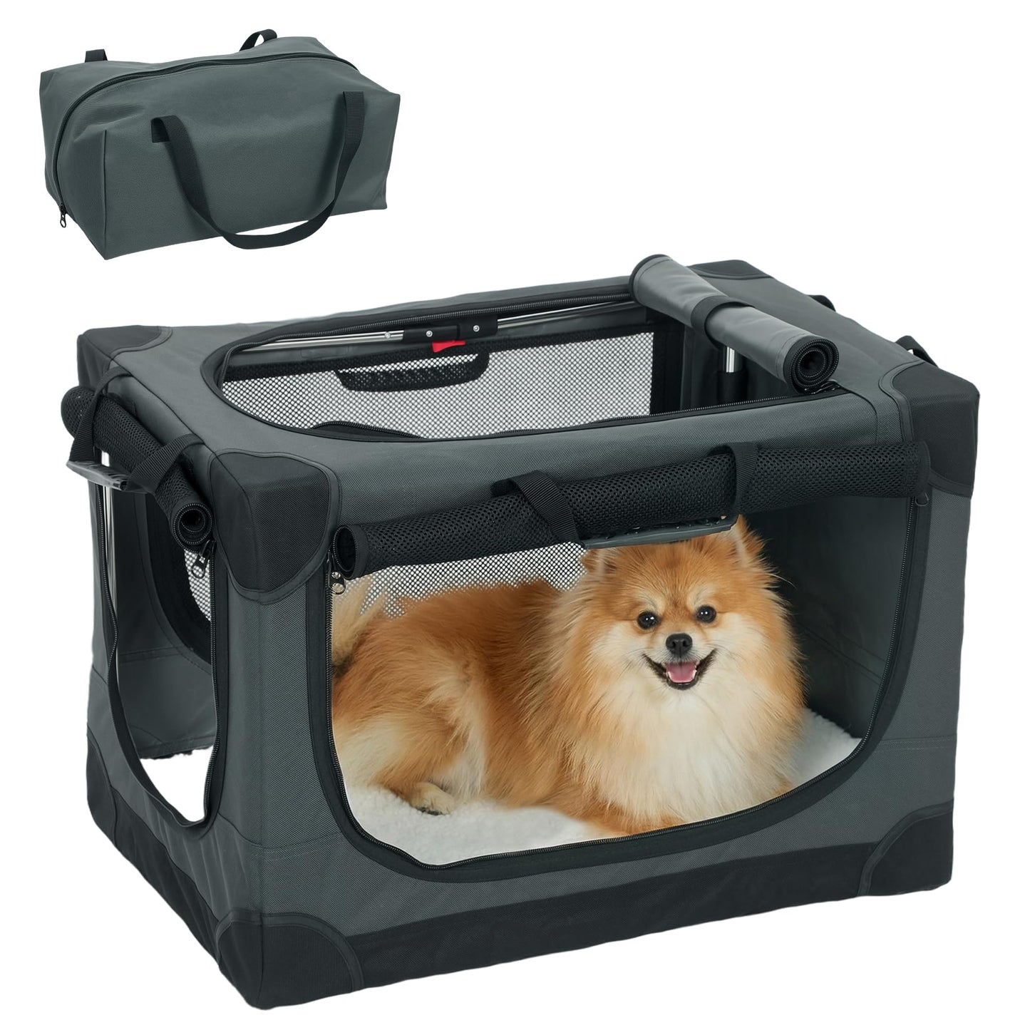 Faltbare Hundetransportbox mit Kissen, L 60 x B 42 x H 43 cm