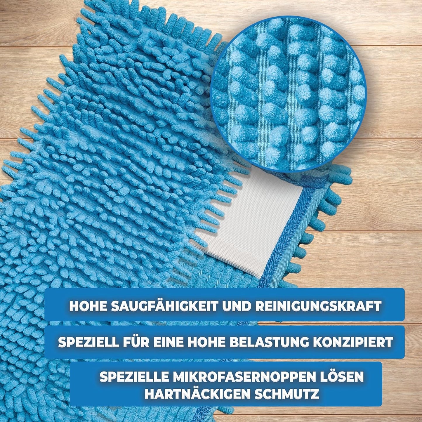 Chenille Wischmopp Ersatzbezüge (10 Stück, 40 cm), 10 Chenille Blau - 40cm