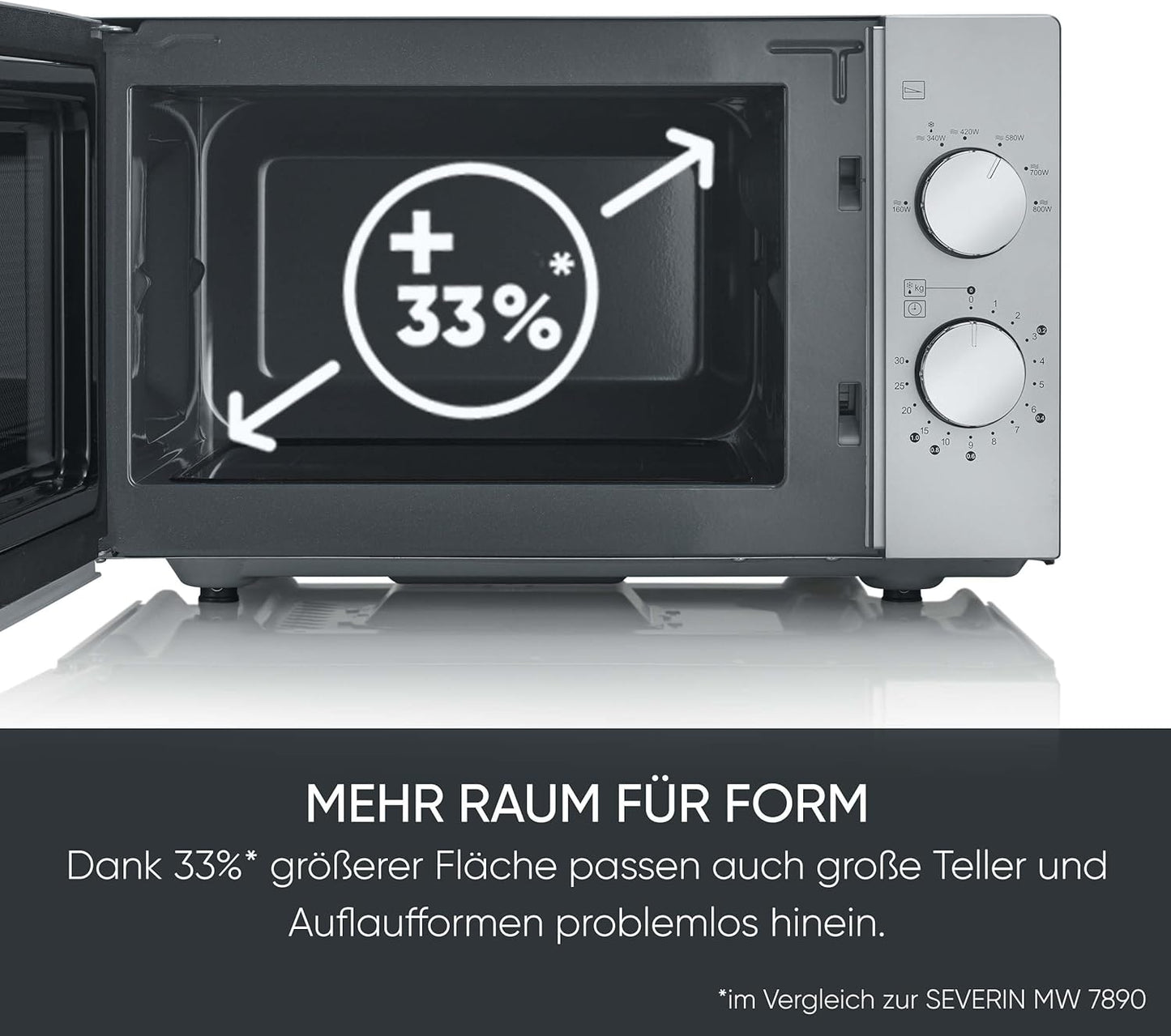 MW 9184 Mikrowelle, Silber-schwarz 20L Solo
