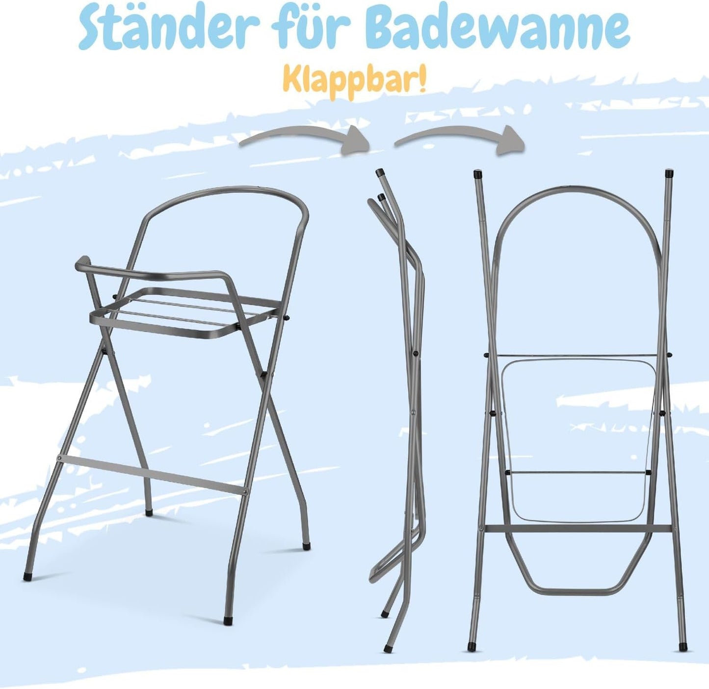 Babybadewannen-Set mit Gestell, 4 - Set Friends - dunkelblau
