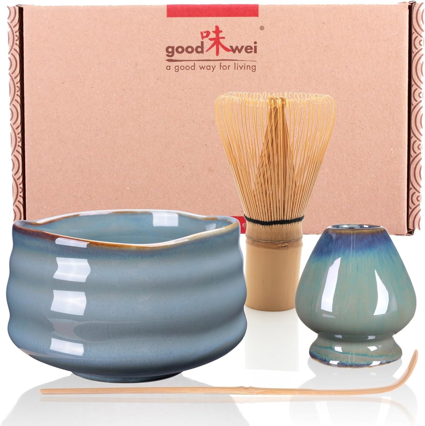 Matcha Teezeremonie-Set mit Schale, Besen und Löffel, Menouseki 80