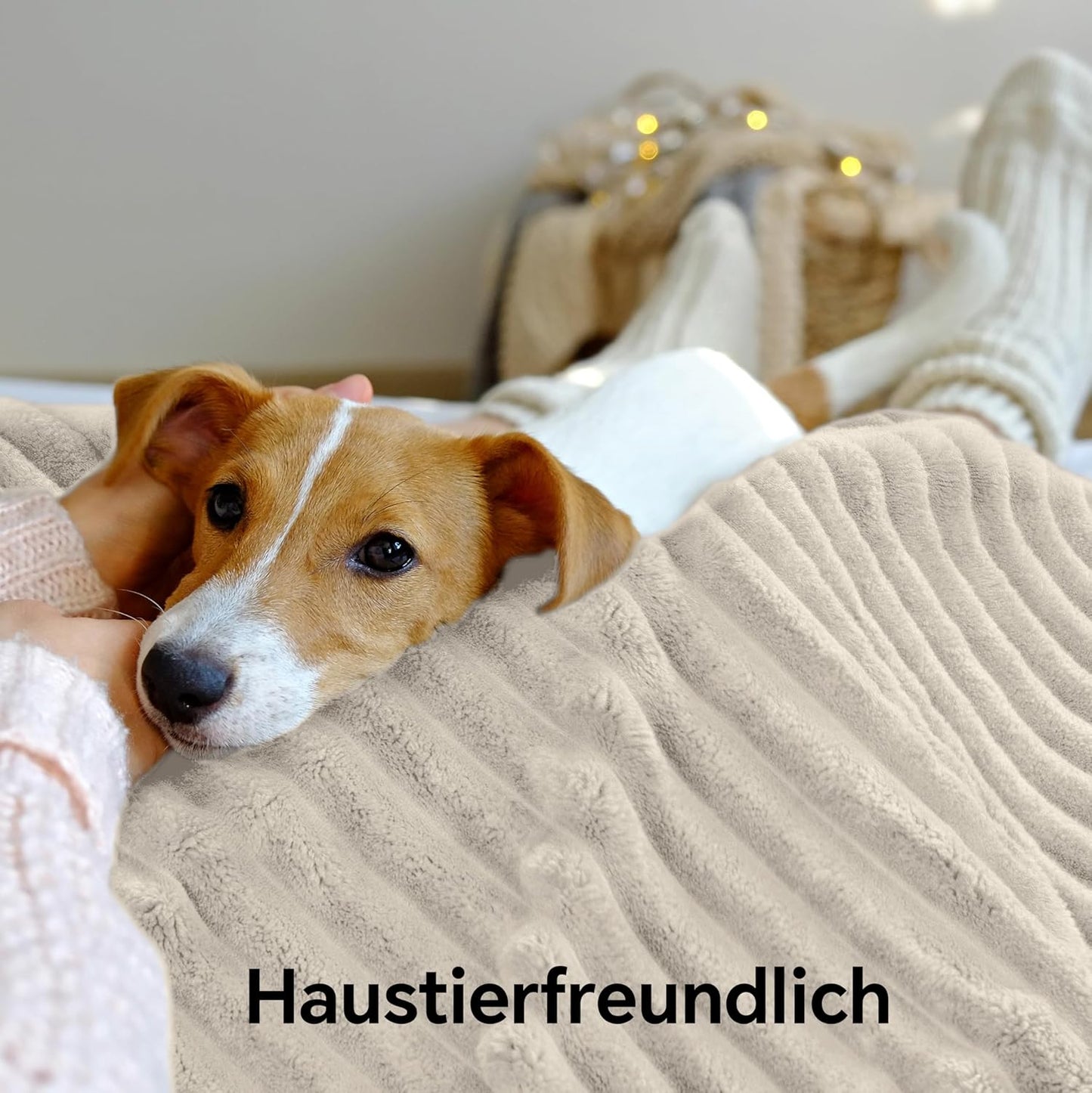 Flauschige XXL Kuscheldecke, Beige 220 x 240 cm