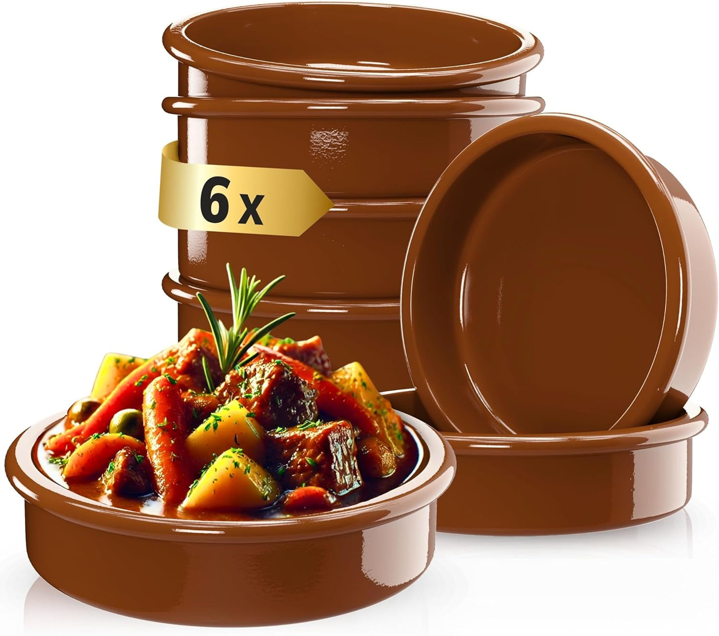 6-teiliges Tapas-Schalen Set, 6er-set Braun