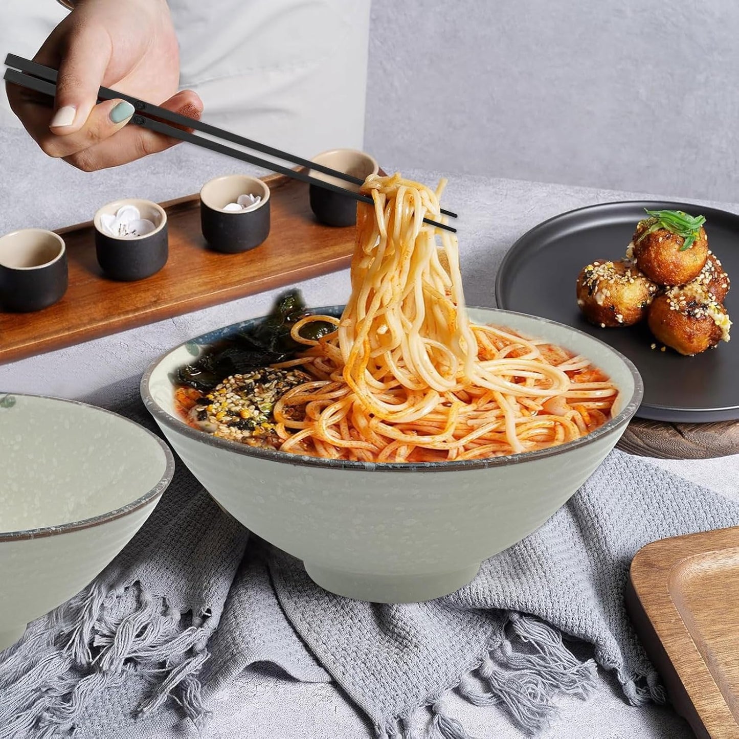 Ramen Bowl Set aus Keramik (2 x 1200ml), Qingcai.