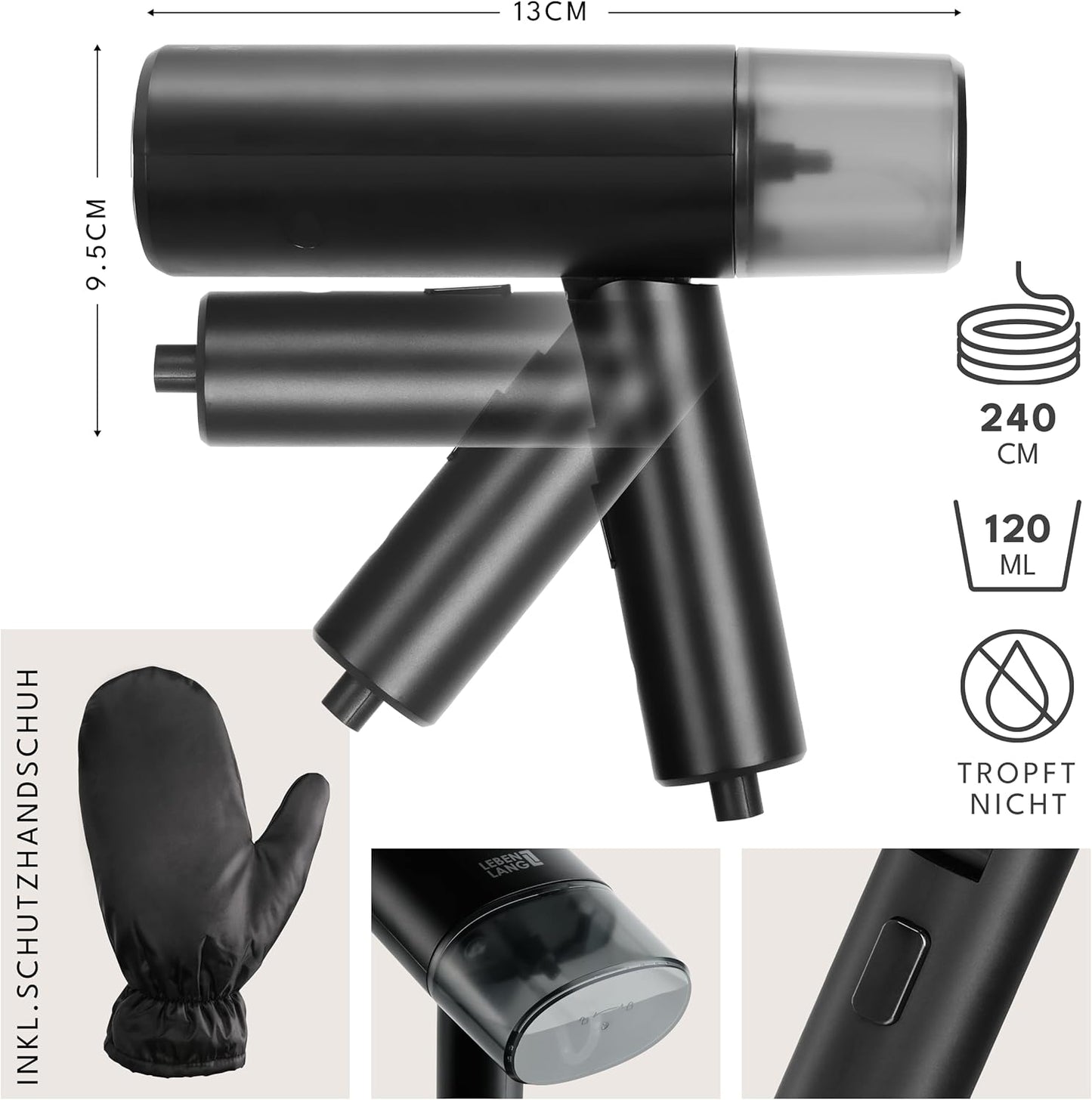 Reise-Dampfglätter LB5267, Schwarz - 900w & 120ml