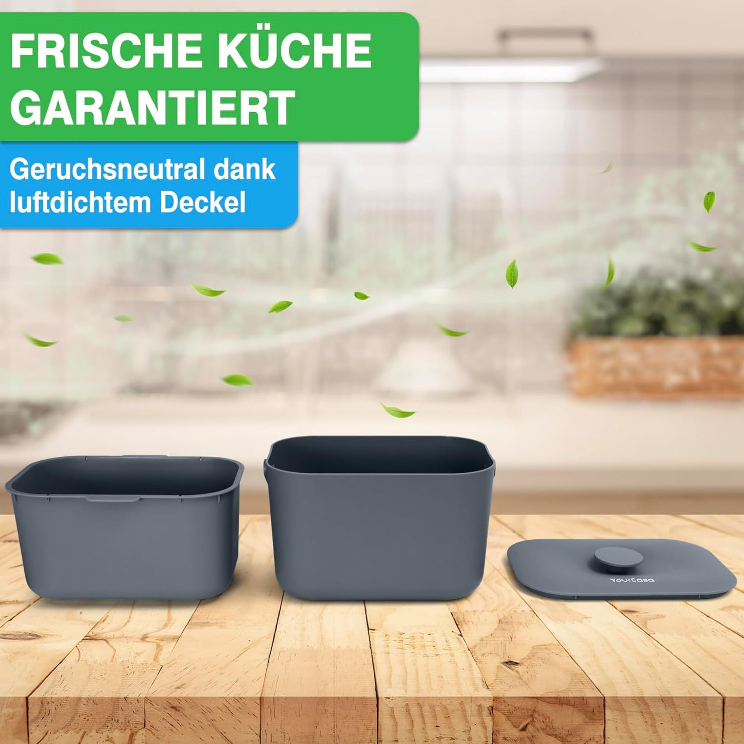 Biomülleimer mit Sieb & ergonomischem Griff, Anthrazit