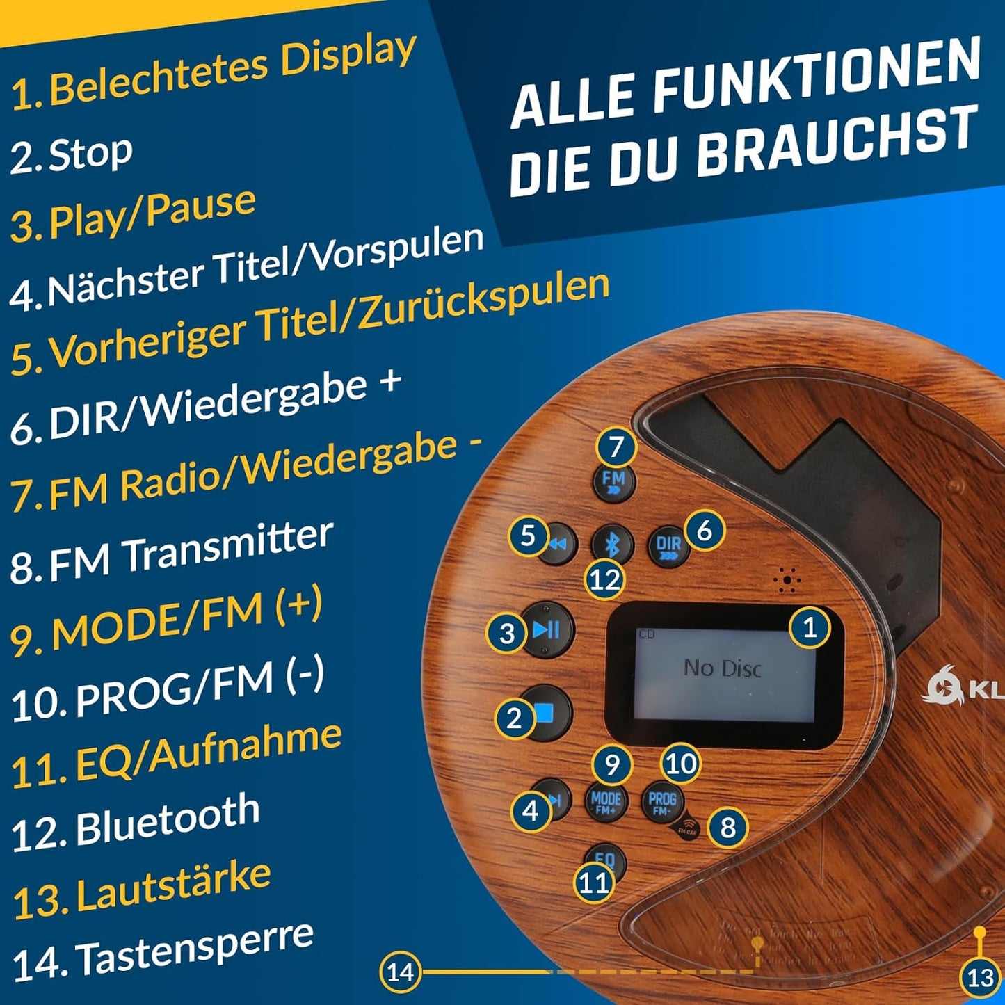 Tragbarer CD-Player mit Bluetooth