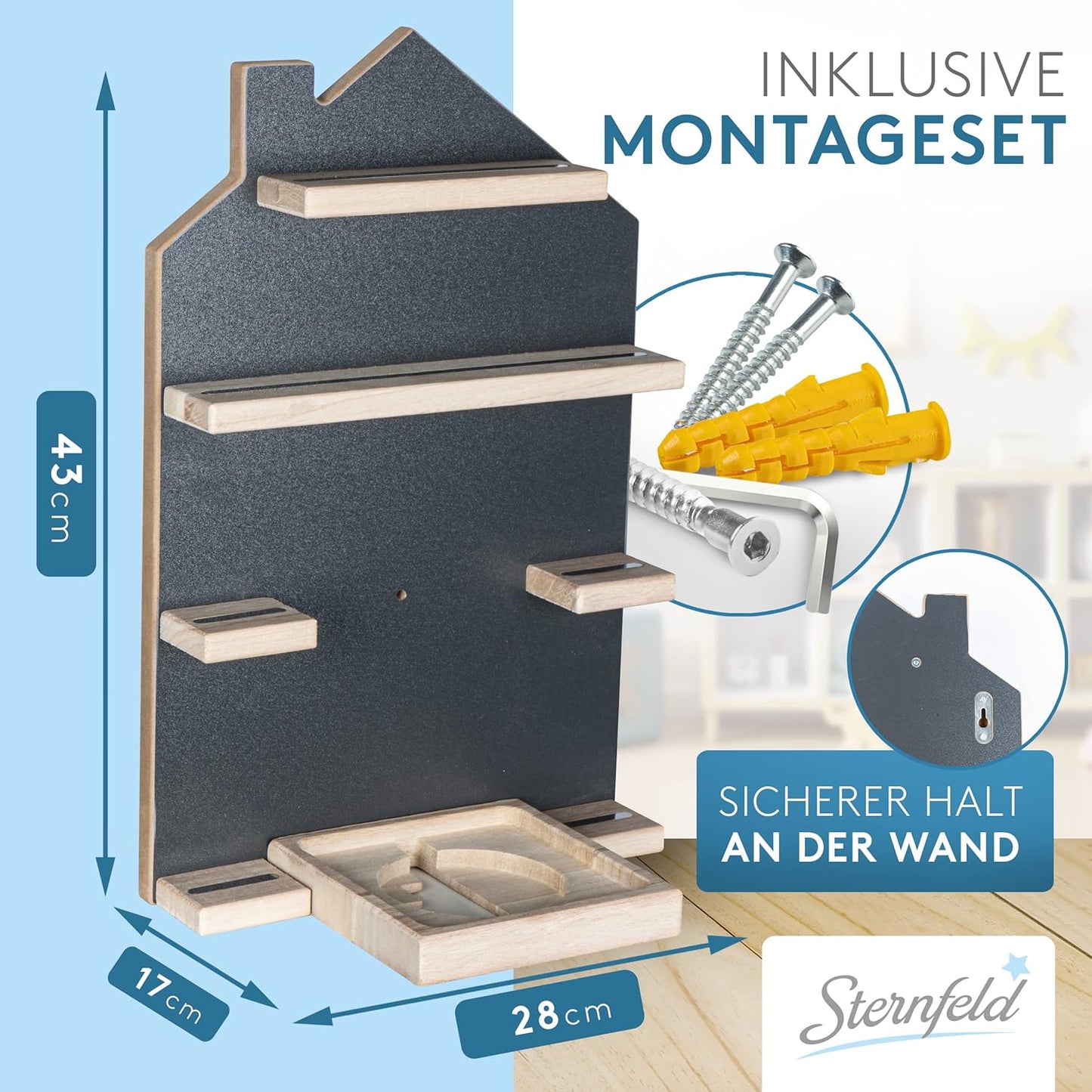 Magnetisches Regal für Tonie-Hörfiguren und Tonie Box, Grau für 32 Tonies
