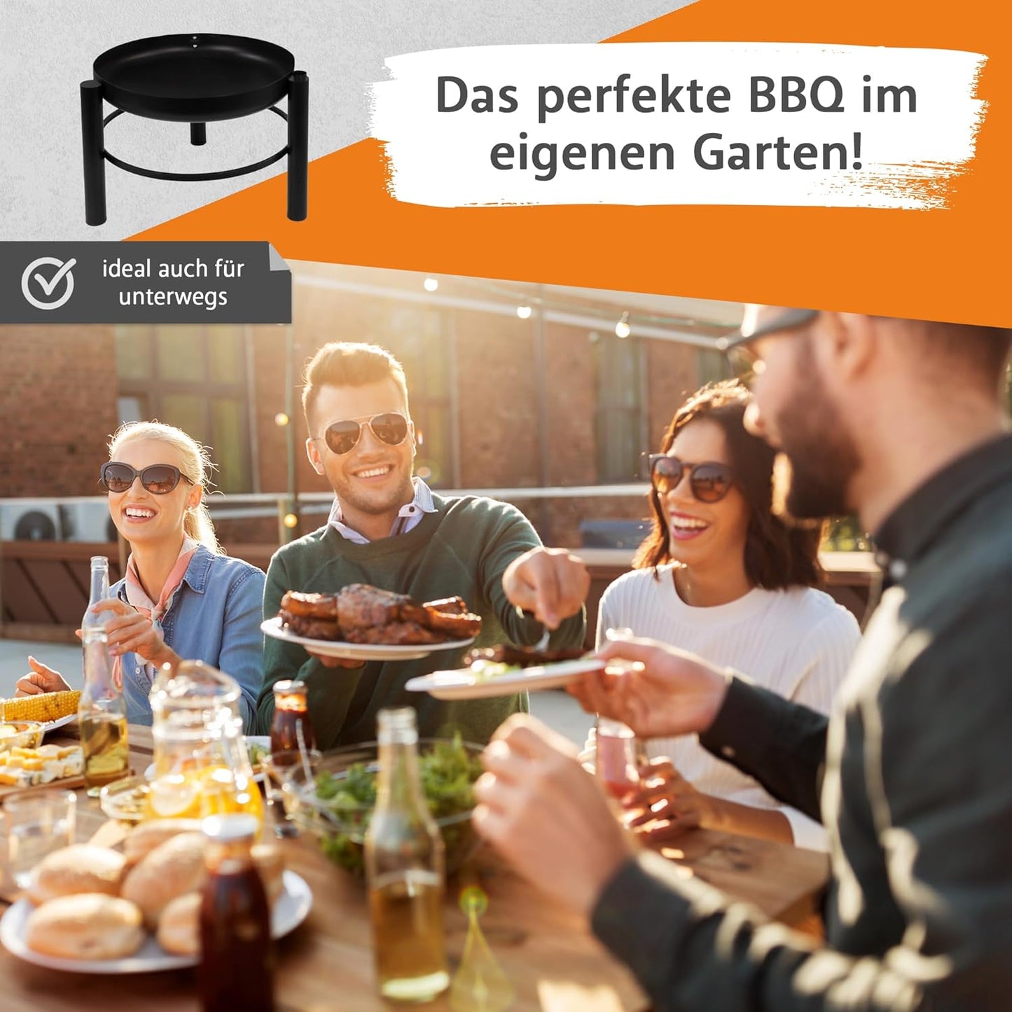 Feuerschale mit Grillrost, Feuerschale mit Schwenkgitter