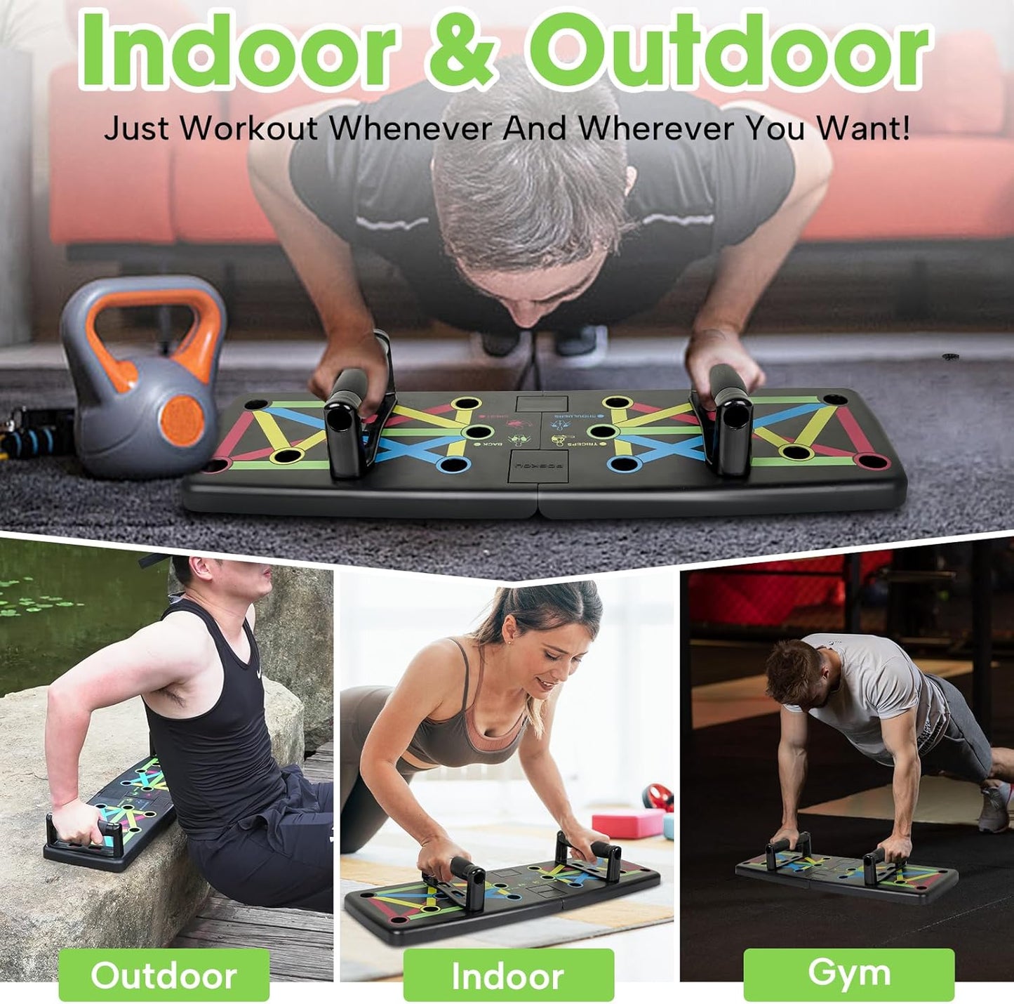 Faltbares Liegestützbrett für Home Gym Fitness, Mehrfarbig
