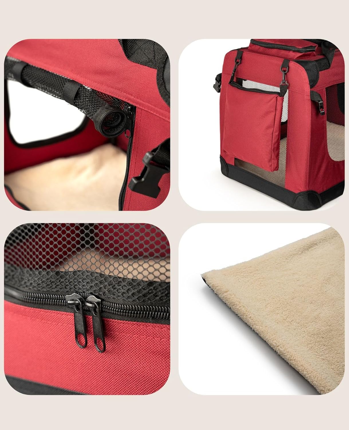 Hundetransportbox, Dunkelrot, M: 70 x B 52 x H 50 cm