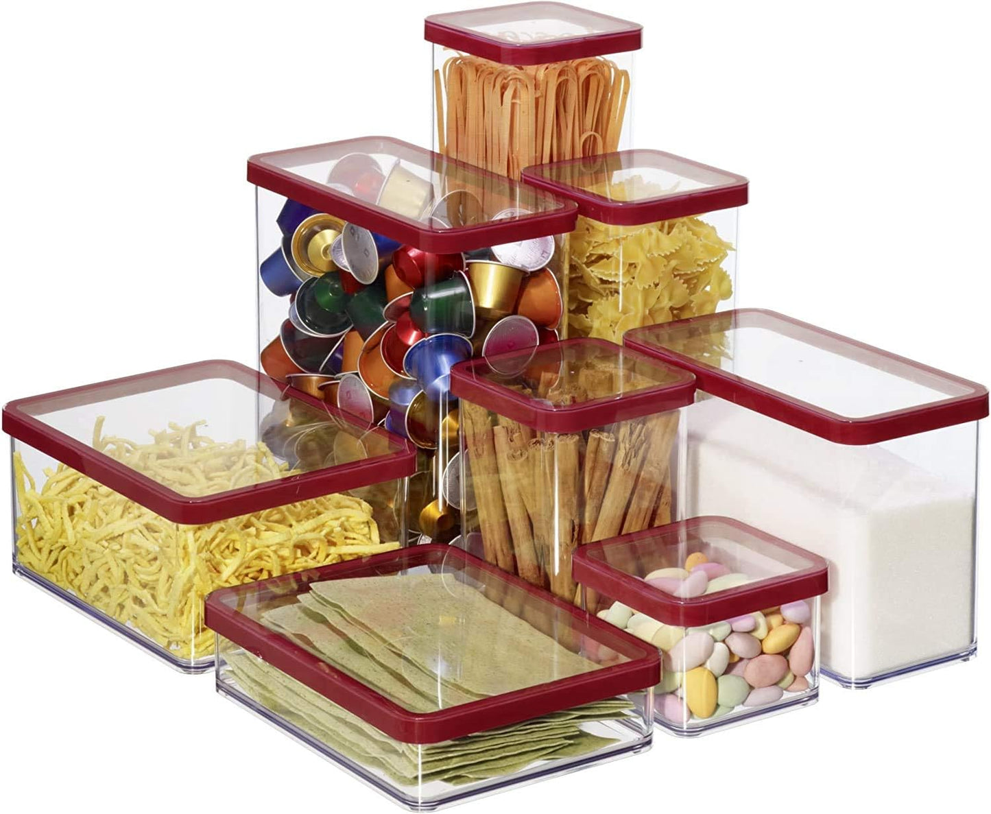 Loft Vorratsdosen-Set, Transparent/Rot Starter-Set 5-teilig