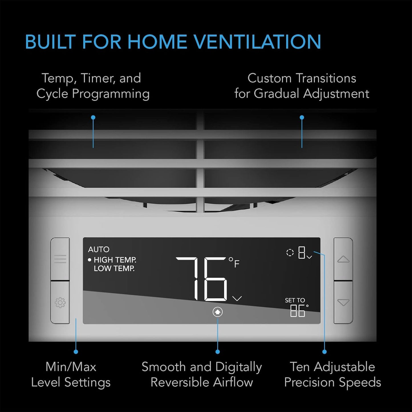 Zwei-Wege-Raumventilator mit Temperaturregler