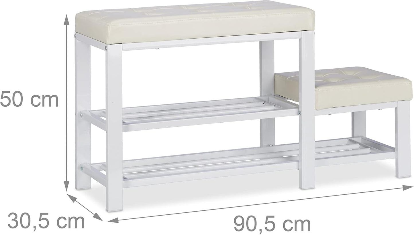Schuhbank mit Hocker und Sitzpolster für Kinder, Weiß