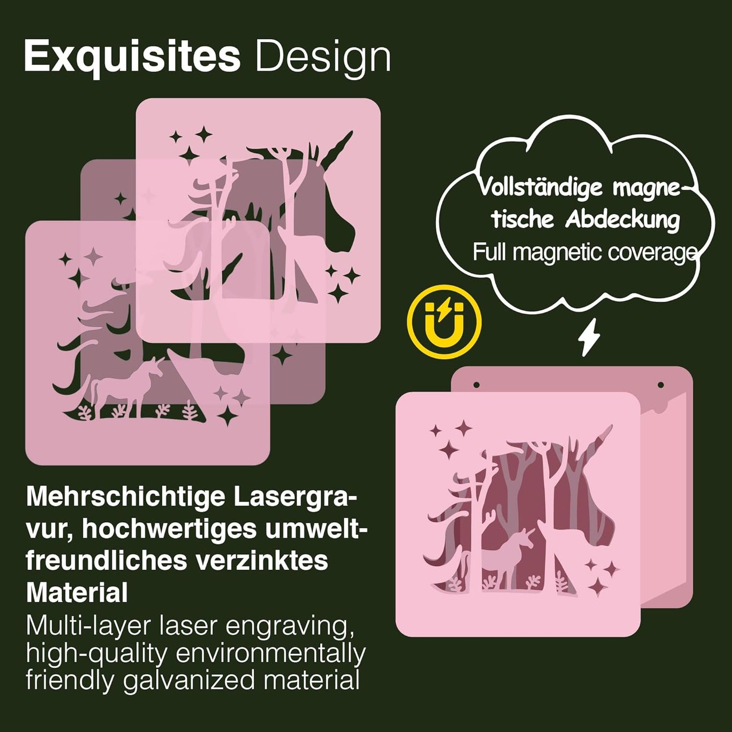 Magnetisches Toniebox-Regal für Figuren (25-40), Rosa Einhorn