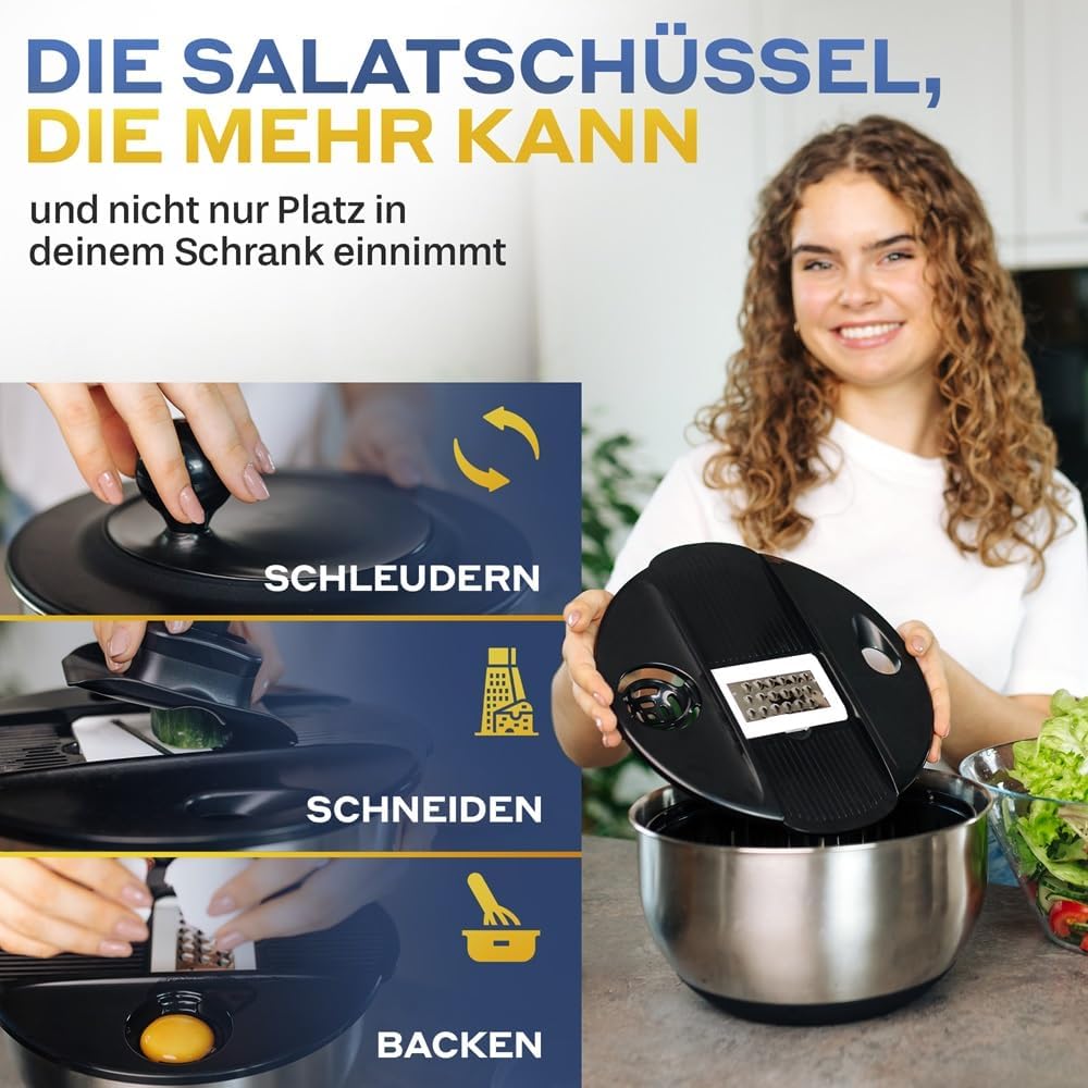 Salatschleuder mit Schneidefunktion