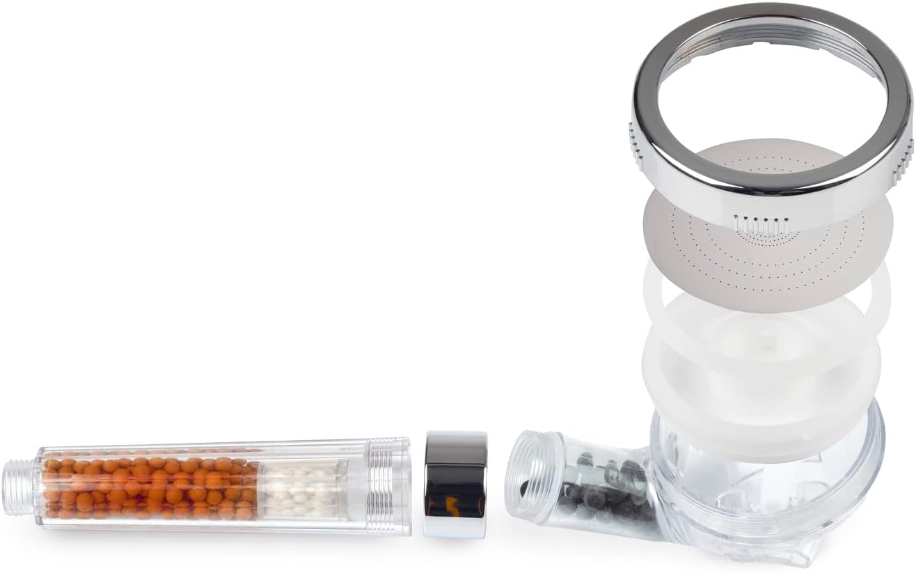 Wellness-Duschkopf mit Mineralperlen & 3 Wasserstrahl-Modi, mit Mineralperlen