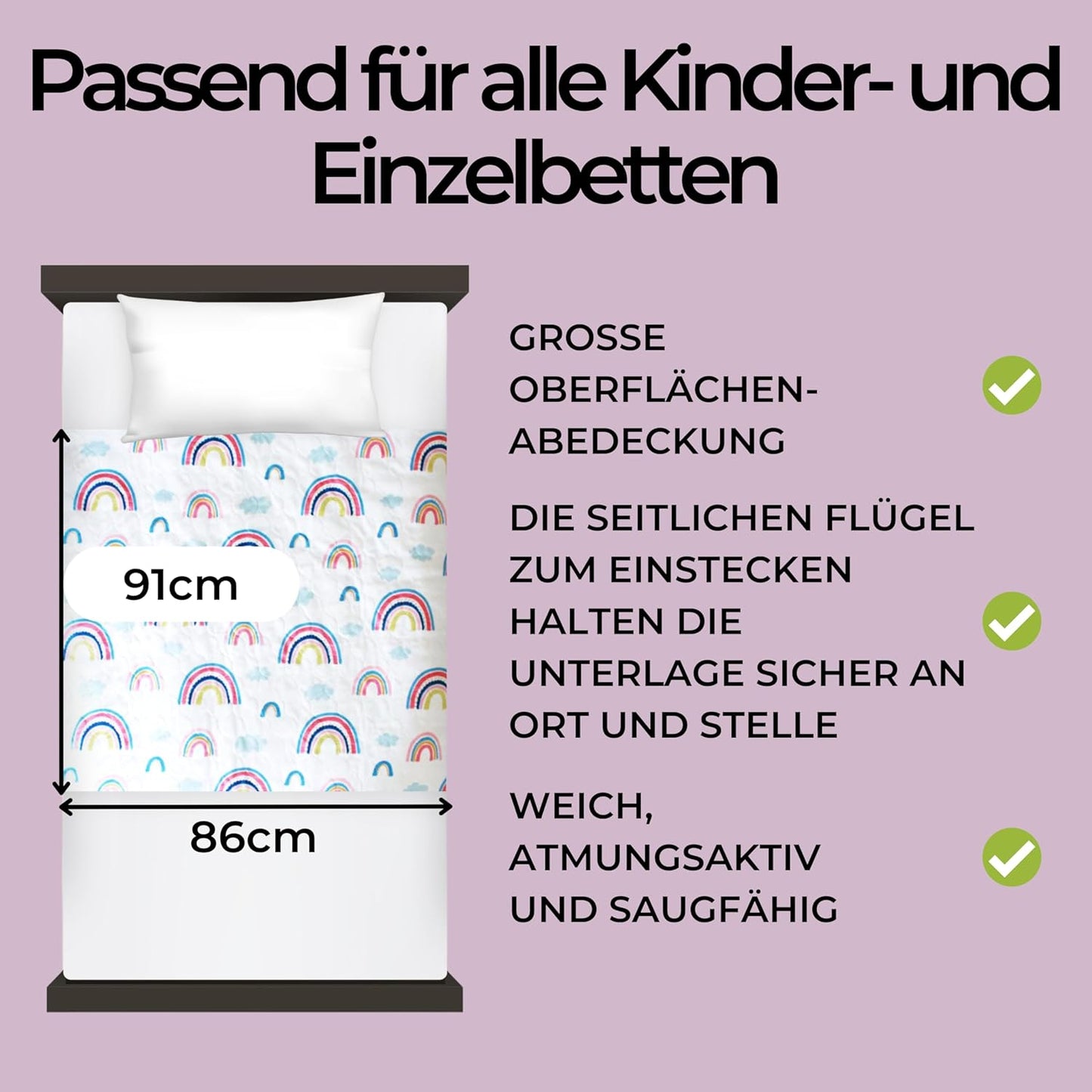 Matratzenauflage für Kinder, klein|Regenbogen