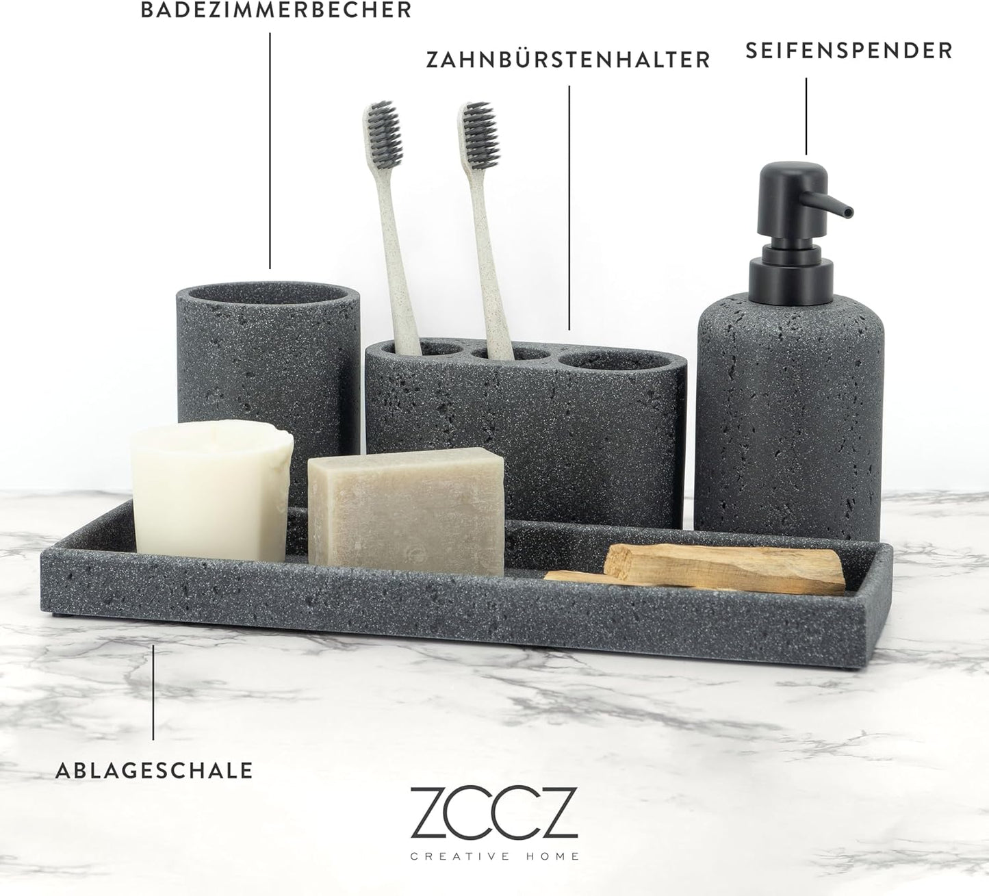 Badezimmer-Zubehör-Set (4-teilig) mit Seifenspender, Schwarz 4pcs