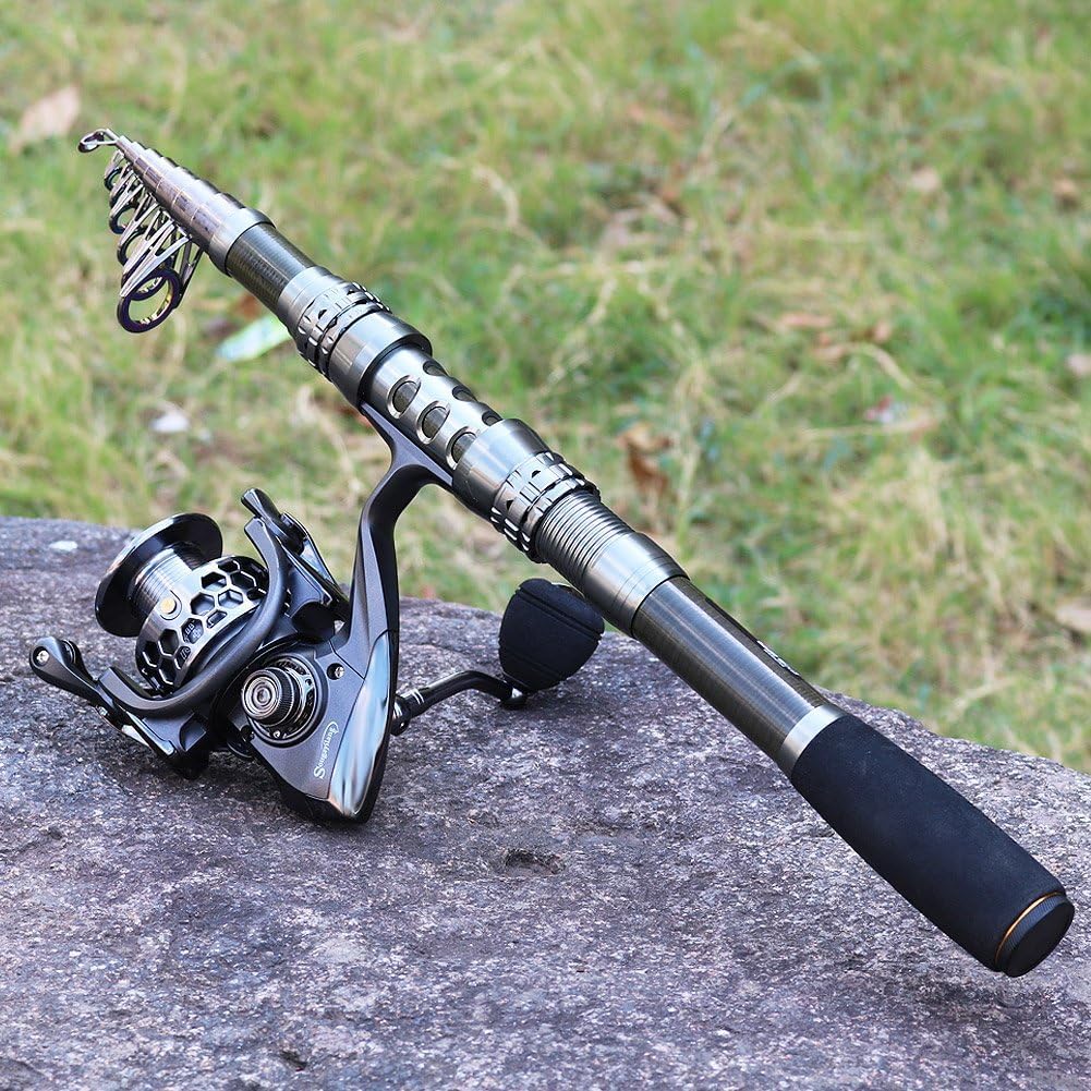 Teleskop-Angelrute und Spinnrolle Set für Reisen, 2,7M Rute + XY 3000 Rolle