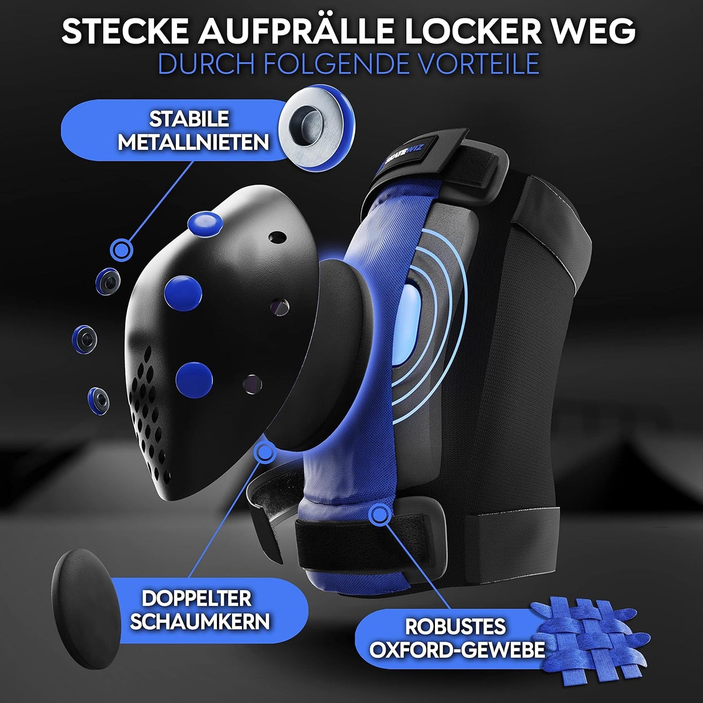 SMASH Protektoren Set, L/XL - Erwachsene Blau Schwarz