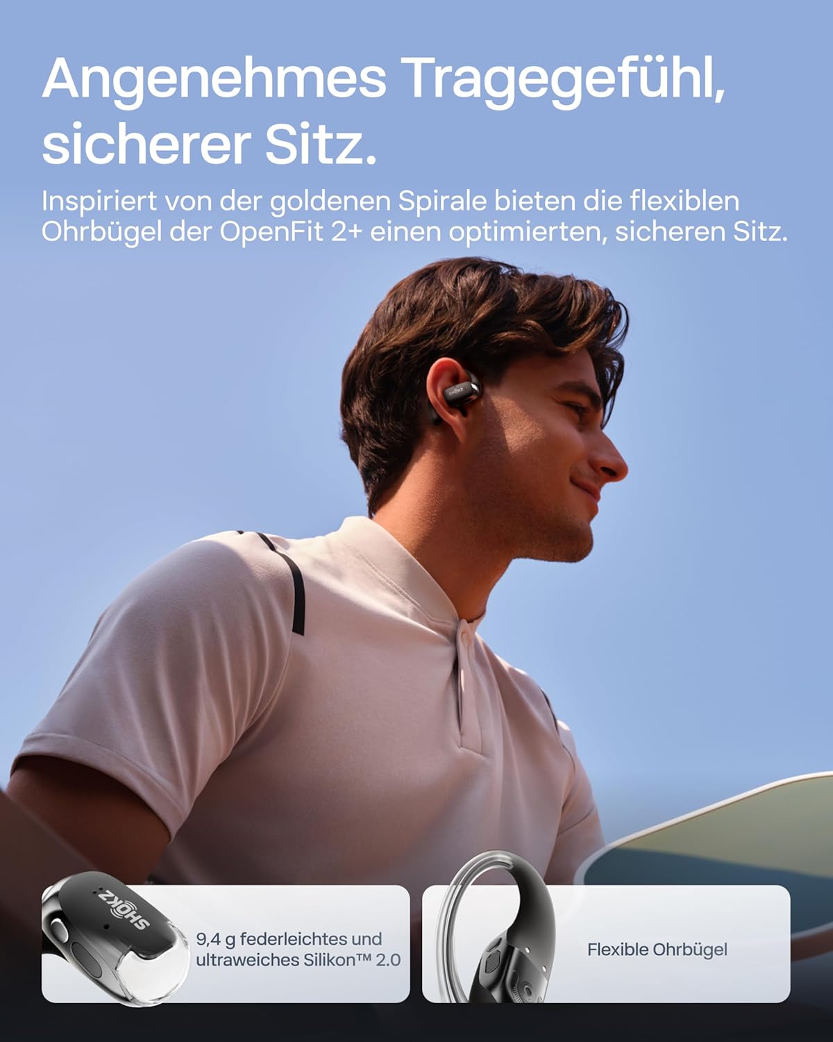 OpenFit 2+, Typ-C-Laden &kabelloses Laden+ Dolby Audio Schwarz
