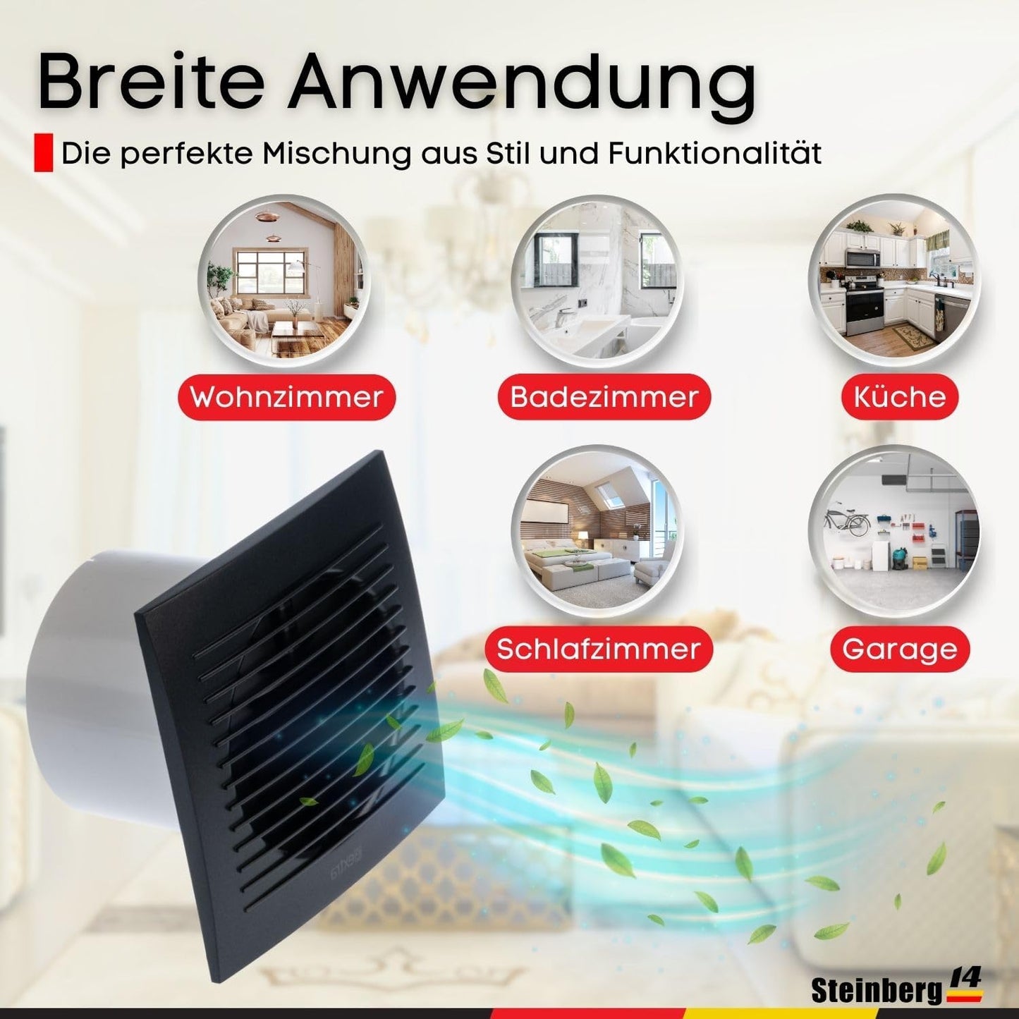 Badlüfter mit Feuchtigkeitssensor und Timer, Ø 100mm Anthrazit