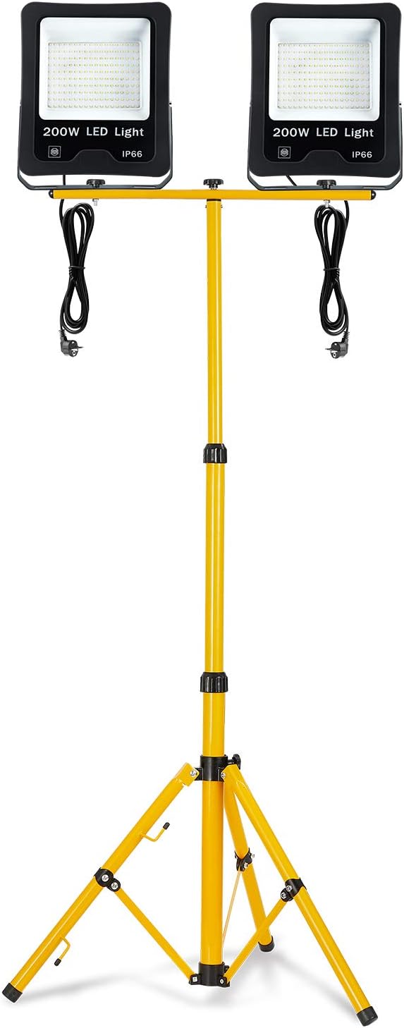 LED-Baustrahler mit höhenverstellbarem Stativ, Warmweiss 200W, mit Stativ