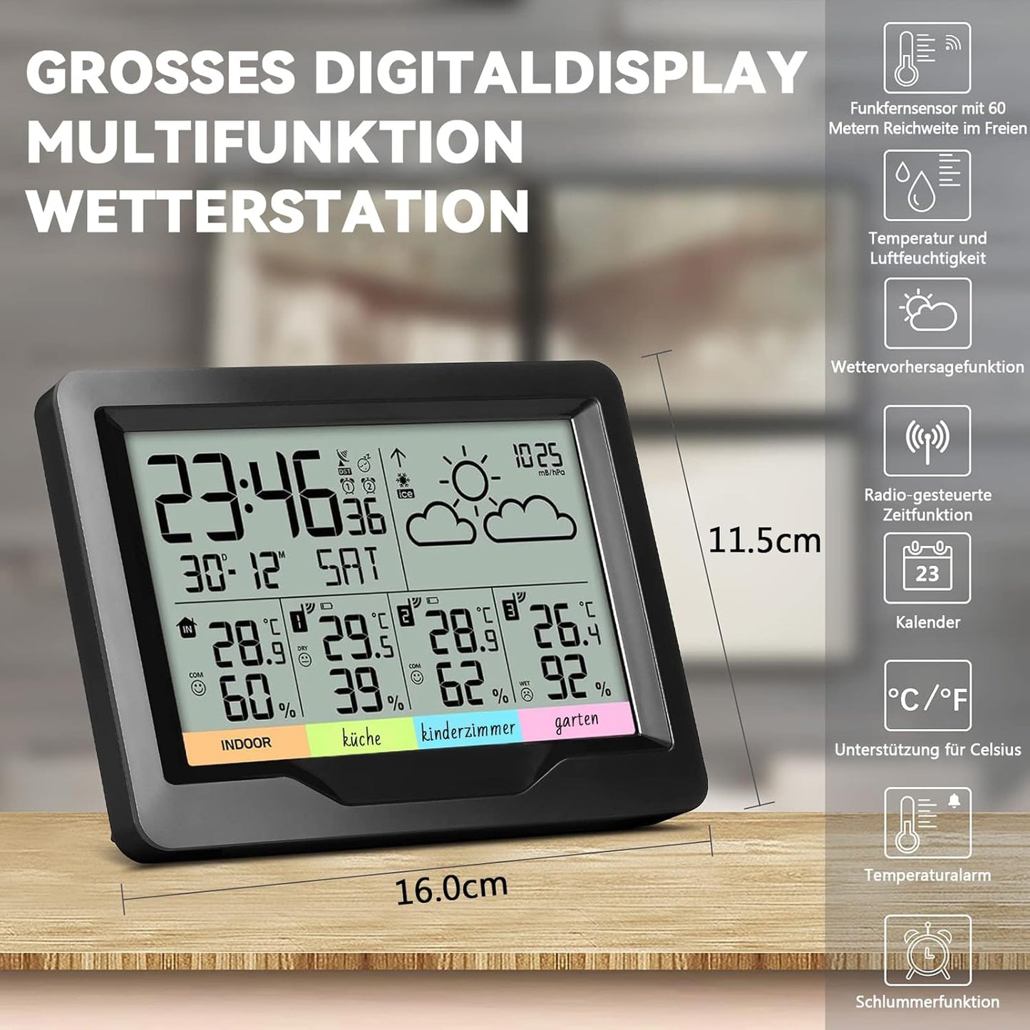 Funk-Wetterstation, Schwarz-Weiss-Bildschirm